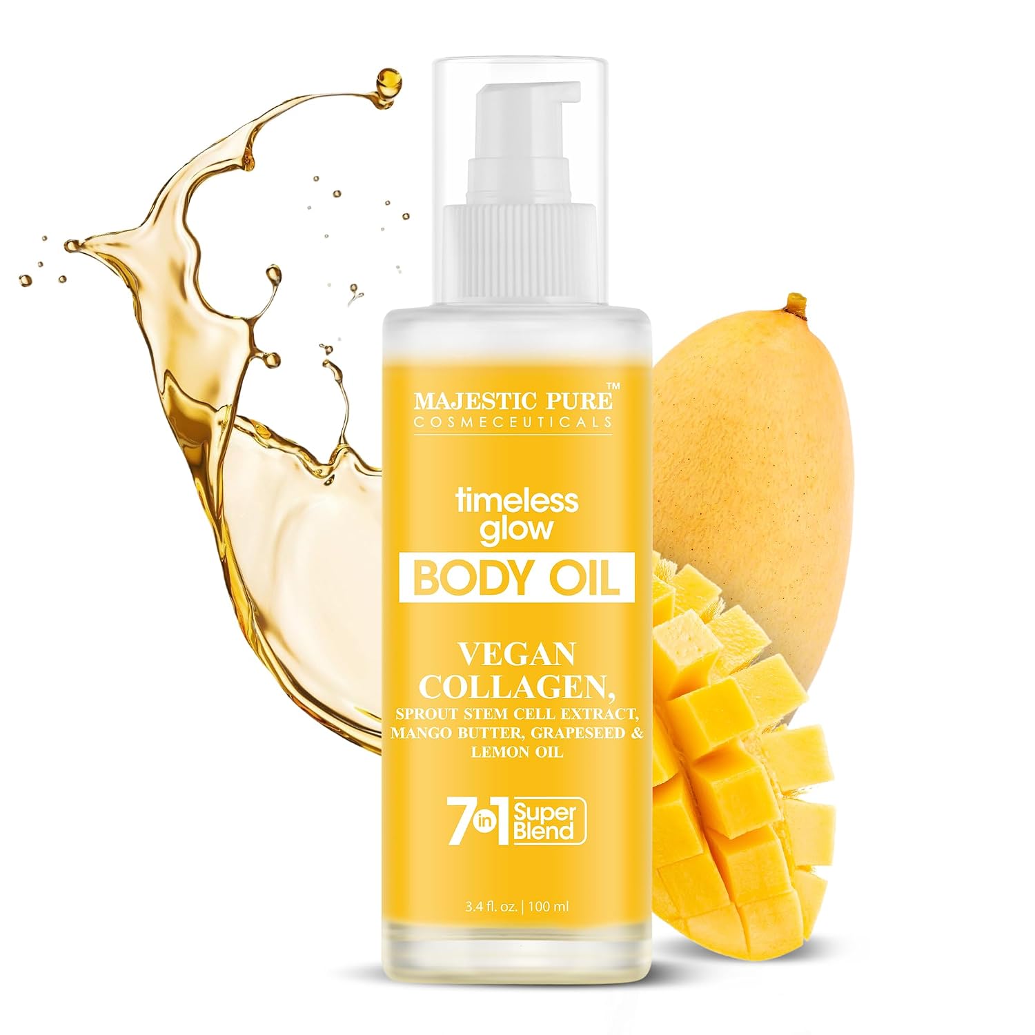 MAJESTIC PURE - ACEITE CORPORAL TIMELESS BRILLO GLOW CON COLÁGENO VEGANO, 3.4 ONZAS LÍQUIDAS - 2