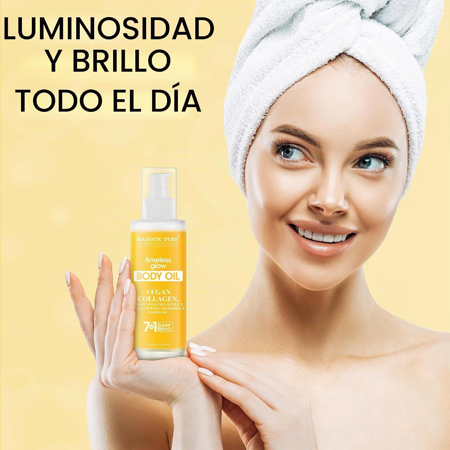 MAJESTIC PURE - ACEITE CORPORAL TIMELESS BRILLO GLOW CON COLÁGENO VEGANO, 3.4 ONZAS LÍQUIDAS - 7