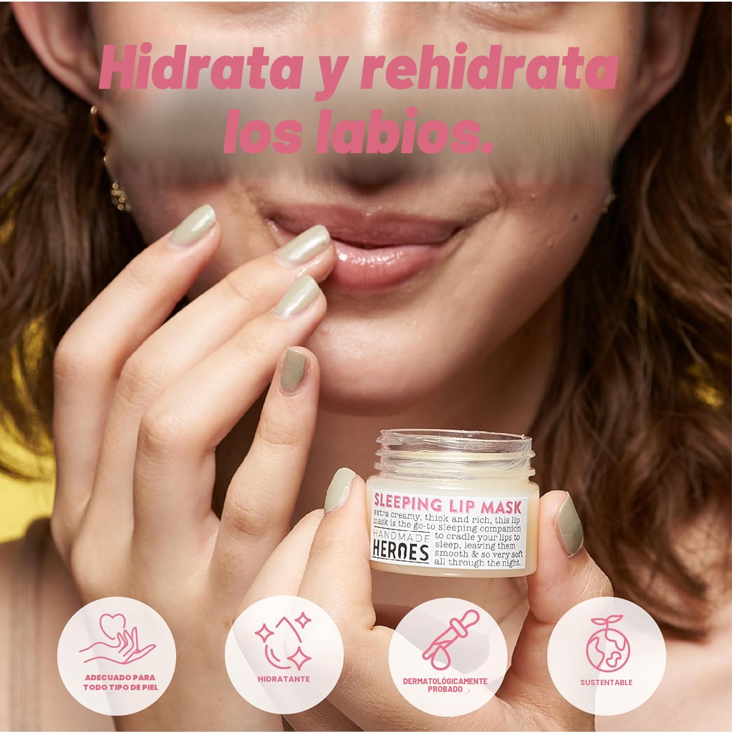 MĂSCARA LABIAL 100% NATURAL PARA DORMIR, HIDRATANTE Y ACONDICIONADOR DE LABIOS DURANTE LA NOCHE PARA LABIOS SECOS. BĂLSAMO - 5