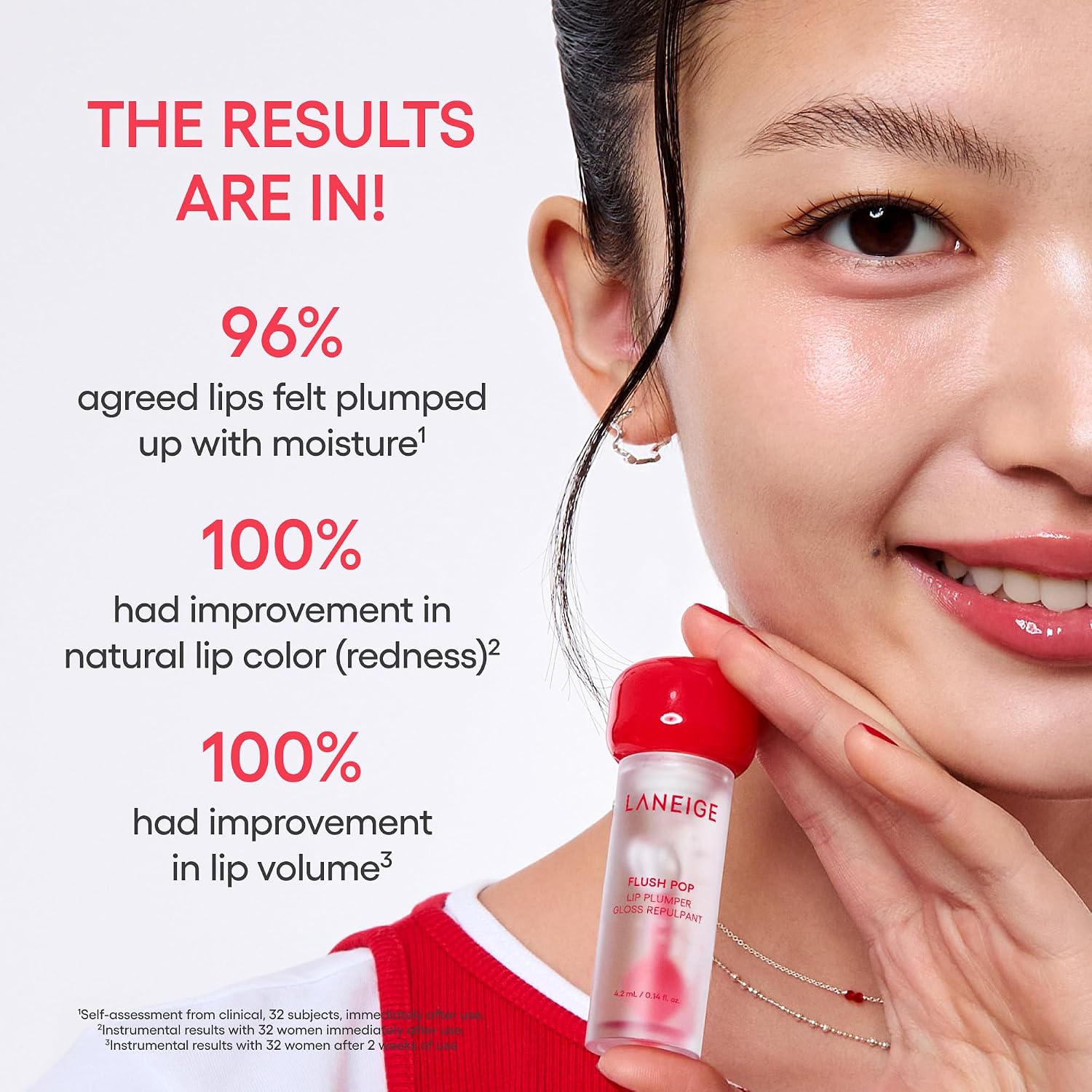 LANEIGE TUBO DE TRATAMIENTO DE BRILLO LABIAL FLUSH POP PEPTIDE GEL REFRESCANTE VOLUMINIZADOR Y VOLUMINIZADOR CUIDADO - 6