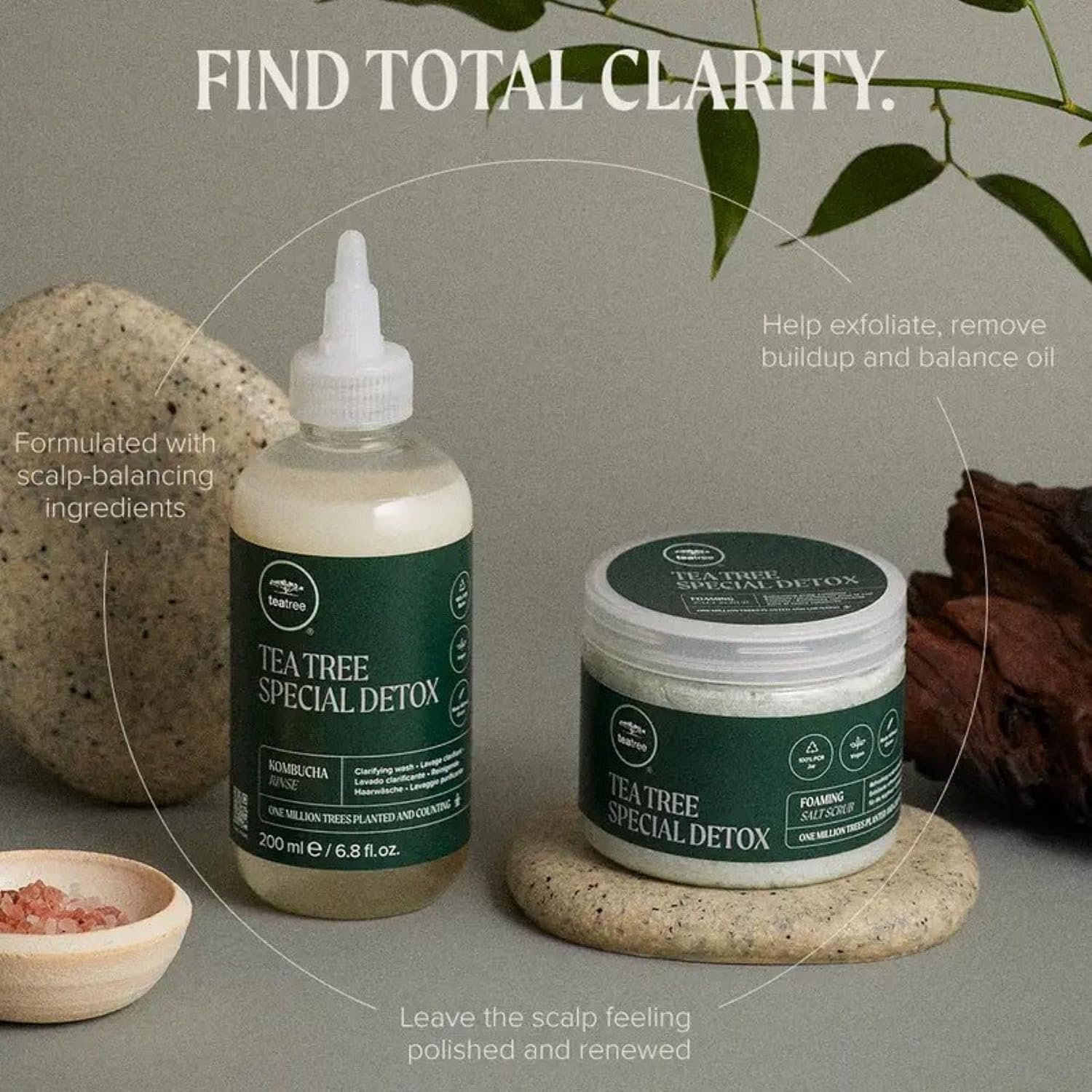 TEA TREE EXFOLIANTE ESPECIAL DE SAL ESPUMOSA DE DESINTOXICACIÓN, EXFOLIA, REFRESCA EL CUERO CABELLUDO, PARA TODO TIPO - 5
