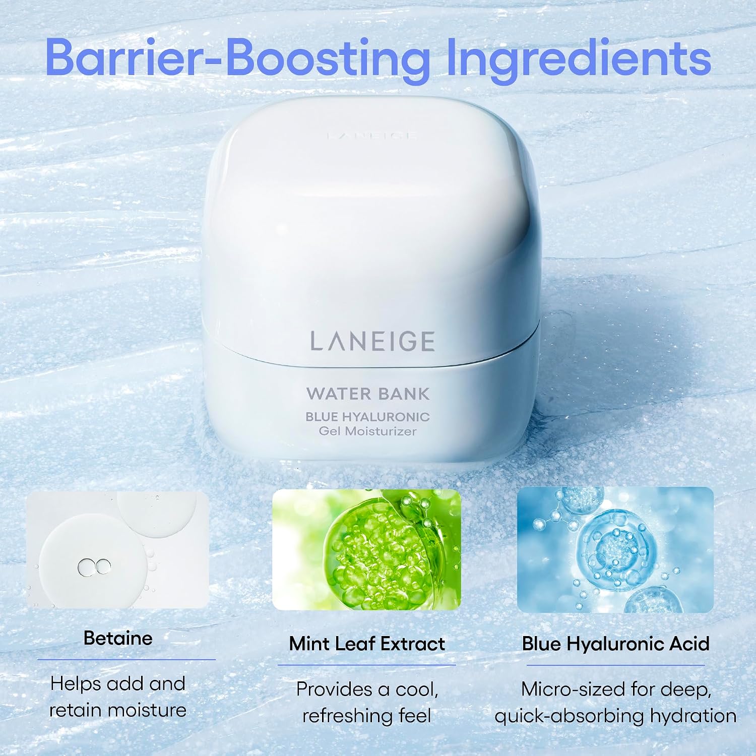 LANEIGE WATER BANK BLUE HYALURONIC GEL HIDRATANTE: CON EXTRACTO DE MENTA, HIPOALERGÉNICO, PROBADO POR DERMATÓLOGOS - 6