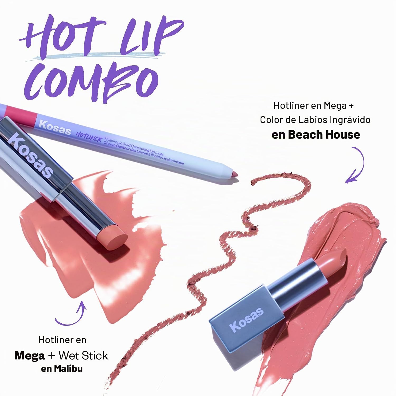 KOSAS HOTLINER - DELINEADOR DE LABIOS HIDRATANTE CON ÁCIDO HIALURÓNICO, ROSA FRÍO - 7
