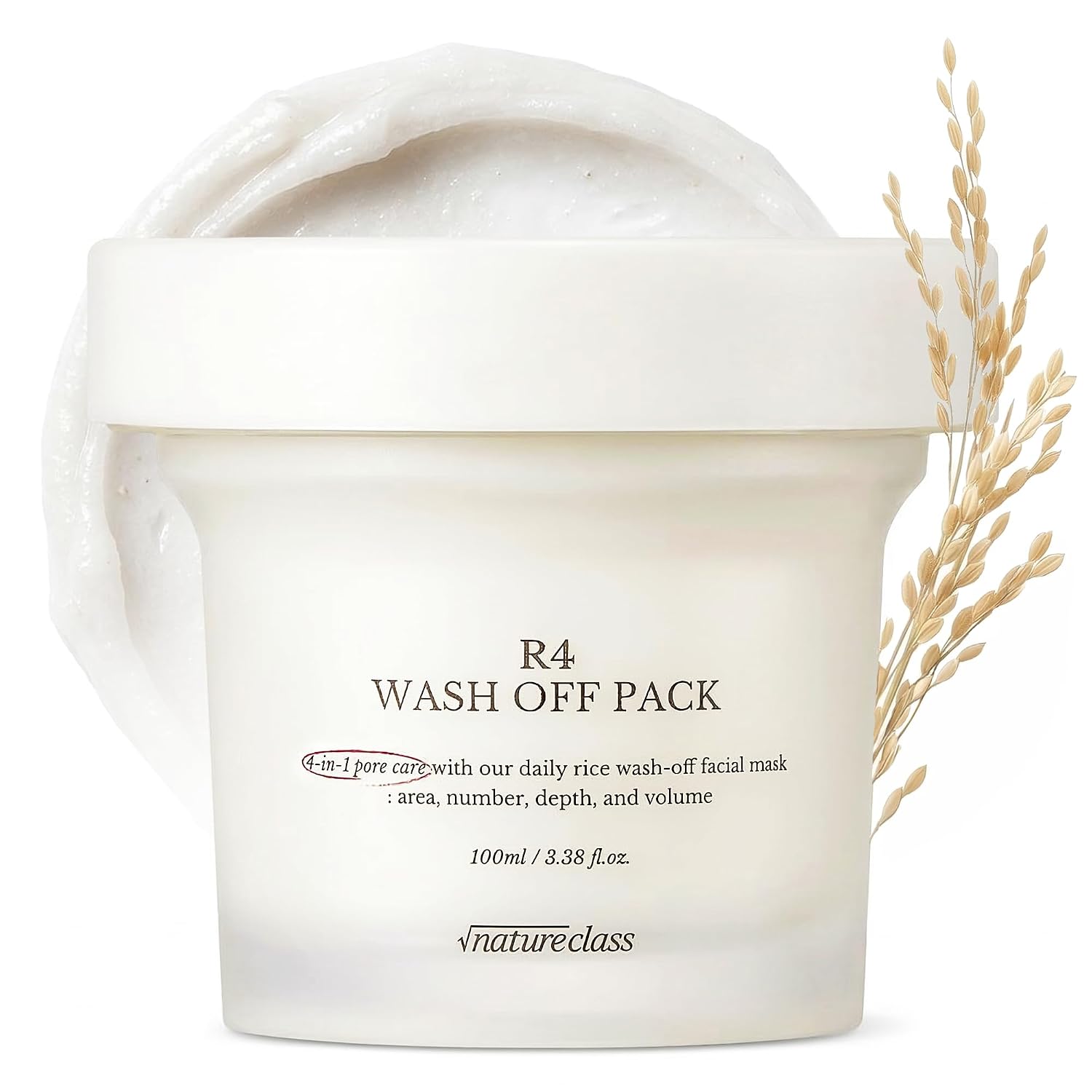 R4 MÁSCARA FACIAL LAVABLE DE ARROZ CUIDADO DE LA PIEL COREANA 4-EN-1, REFINADO DE POROS, EXFOLIACIÓN SUAVE, HIDRATANTE, - 1