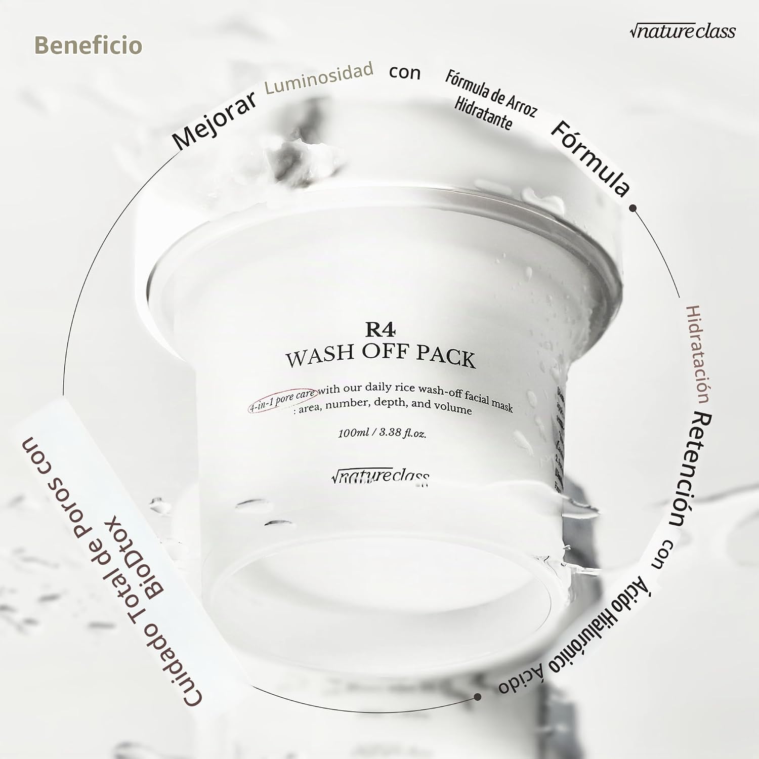 R4 MÁSCARA FACIAL LAVABLE DE ARROZ CUIDADO DE LA PIEL COREANA 4-EN-1, REFINADO DE POROS, EXFOLIACIÓN SUAVE, HIDRATANTE, - 4