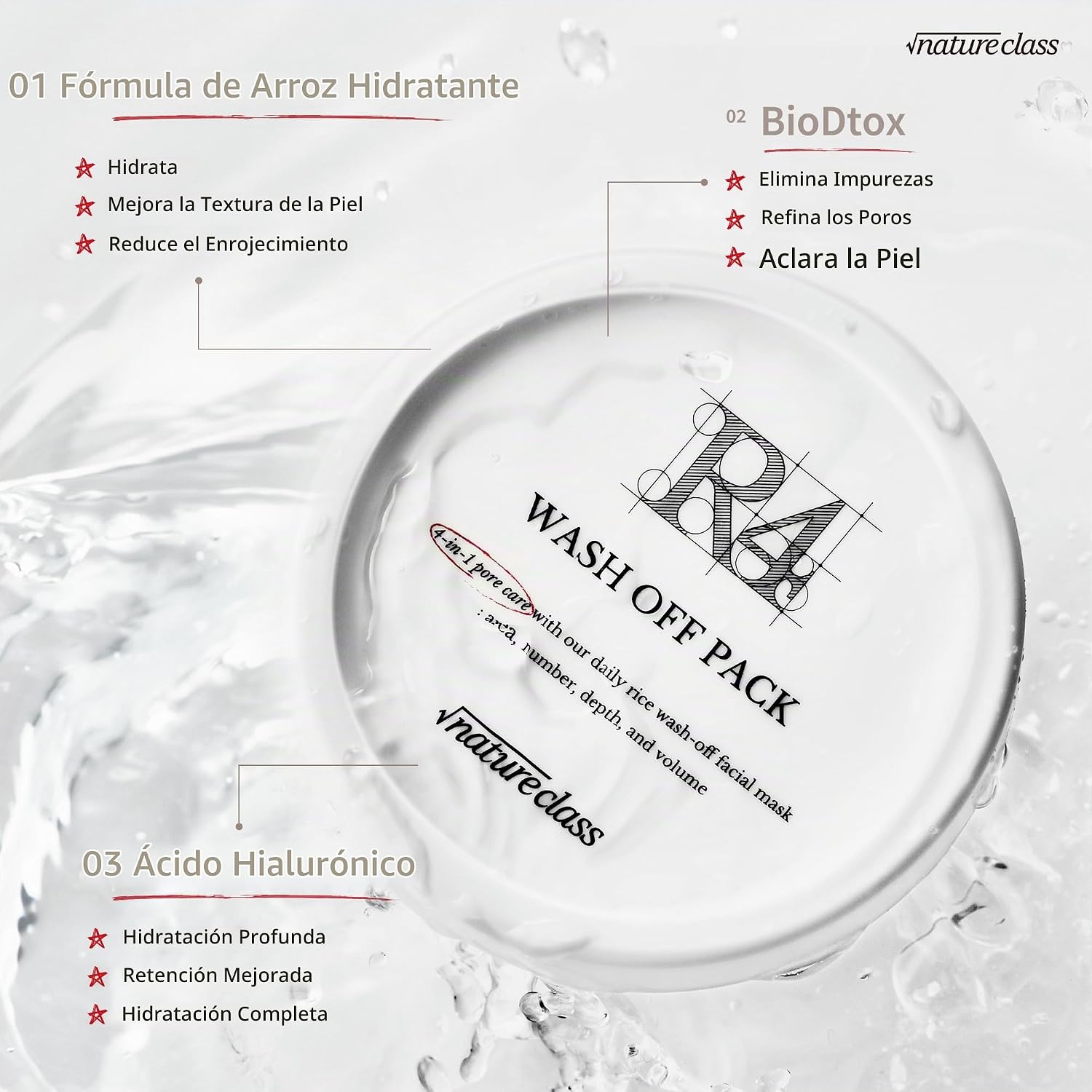 R4 MÁSCARA FACIAL LAVABLE DE ARROZ CUIDADO DE LA PIEL COREANA 4-EN-1, REFINADO DE POROS, EXFOLIACIÓN SUAVE, HIDRATANTE, - 5
