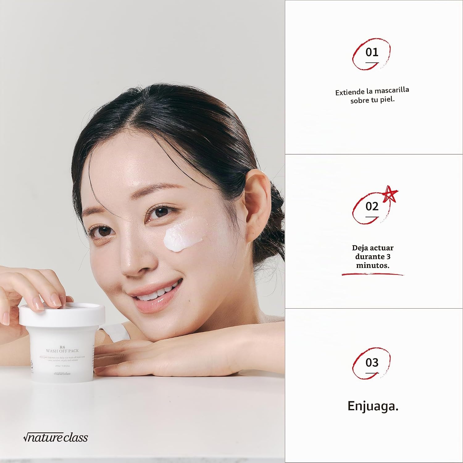 R4 MÁSCARA FACIAL LAVABLE DE ARROZ CUIDADO DE LA PIEL COREANA 4-EN-1, REFINADO DE POROS, EXFOLIACIÓN SUAVE, HIDRATANTE, - 7