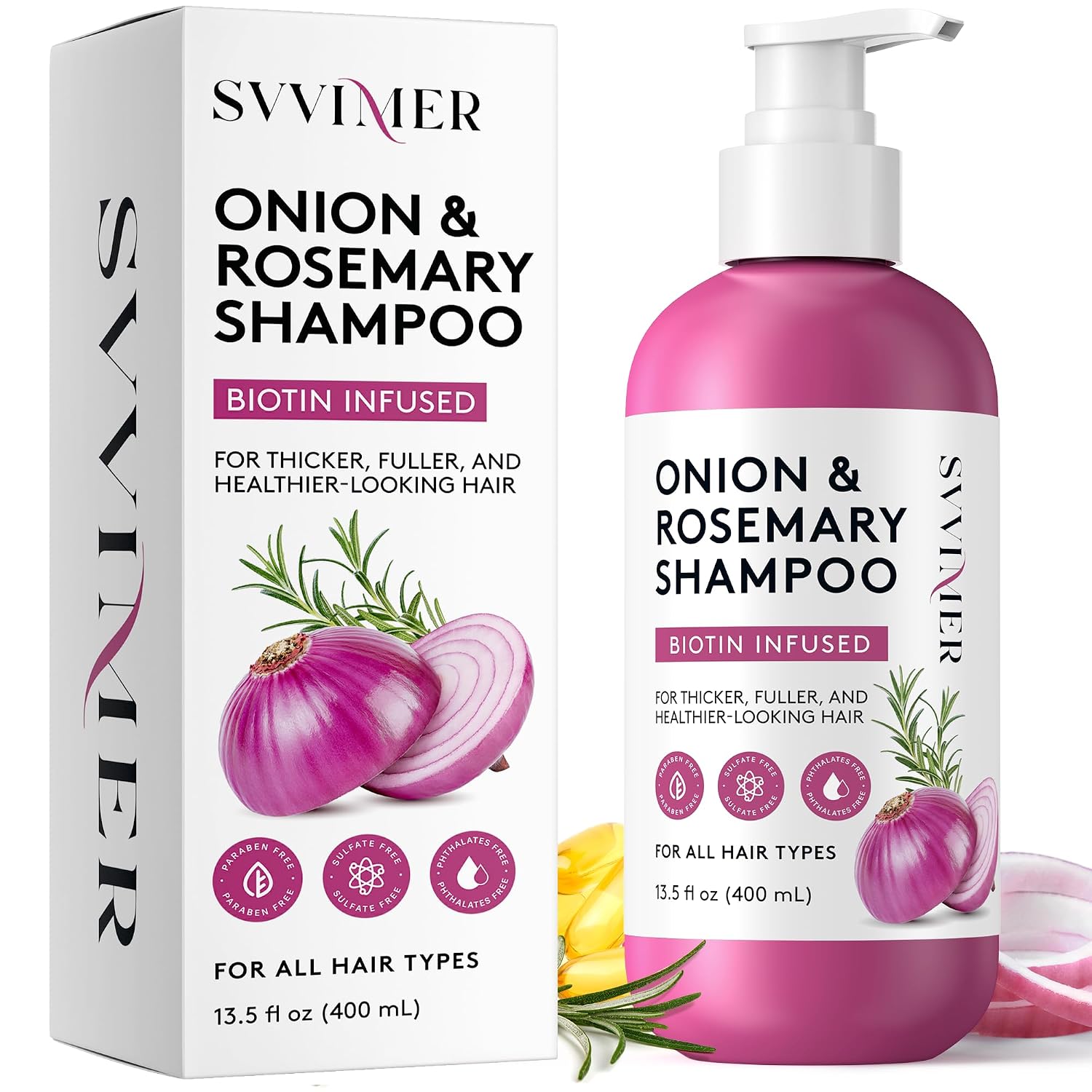 CHAMPĂ DE CEBOLLA Y ROMERO Y BIOTINA, CHAMPĂ PARA EL CRECIMIENTO DEL CABELLO PARA PĂRDIDA Y ADELGAZAMIENTO DEL CABELLO, - 1