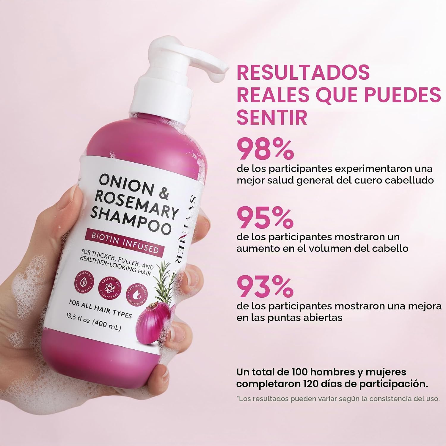 CHAMPĂ DE CEBOLLA Y ROMERO Y BIOTINA, CHAMPĂ PARA EL CRECIMIENTO DEL CABELLO PARA PĂRDIDA Y ADELGAZAMIENTO DEL CABELLO, - 5