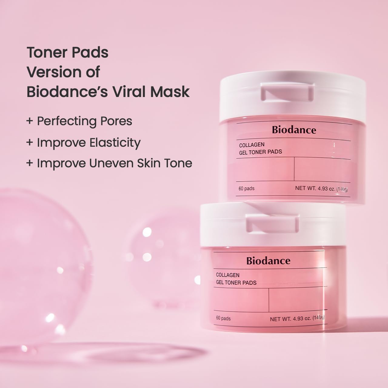 BIODANCE ALMOHADILLAS DE TÓNER DE GEL DE COLÁGENO, MINIMIZADOR DE POROS PARA LA CARA, MEJORA LA ELASTICIDAD, ALMOHADILLAS - 4