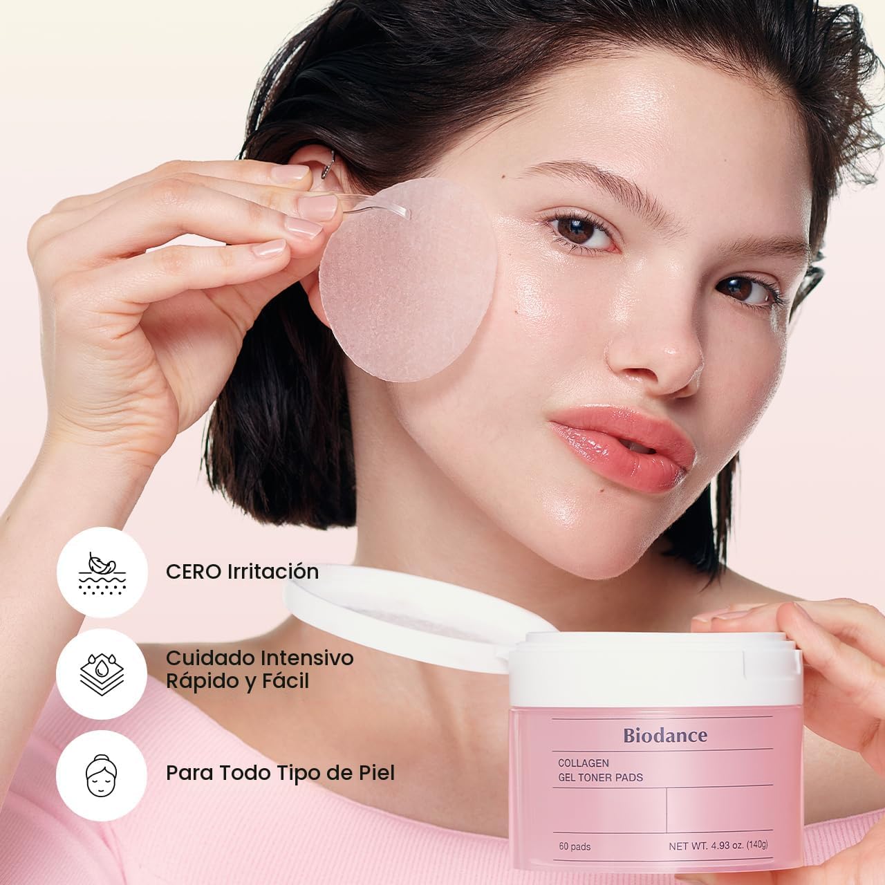 BIODANCE ALMOHADILLAS DE TÓNER DE GEL DE COLÁGENO, MINIMIZADOR DE POROS PARA LA CARA, MEJORA LA ELASTICIDAD, ALMOHADILLAS - 6