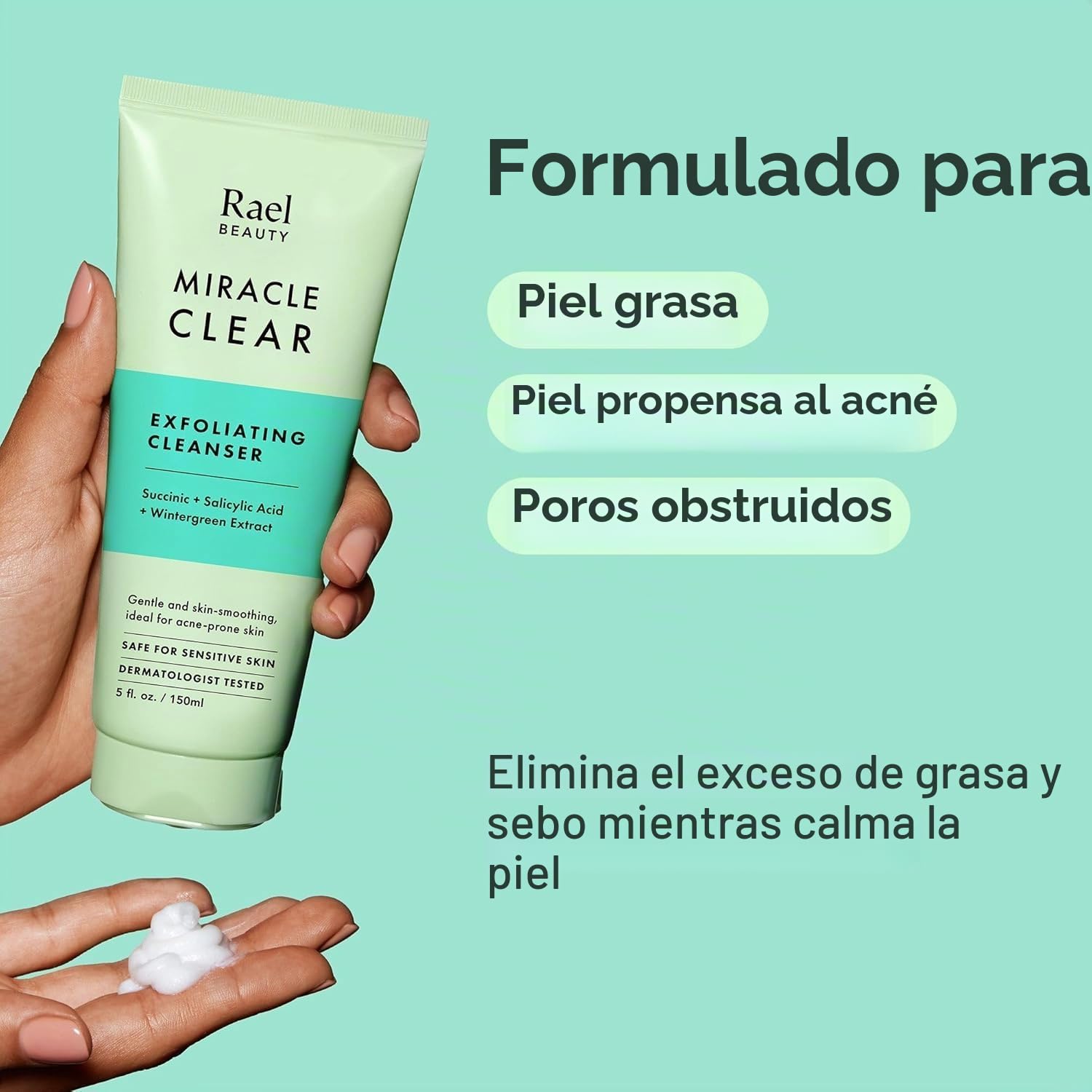 RAEL MIRACLE CLEAR - LIMPIADOR FACIAL LIMPIADOR FACIAL LIMPIADOR EXFOLIANTE, 5.1 ONZAS - 3