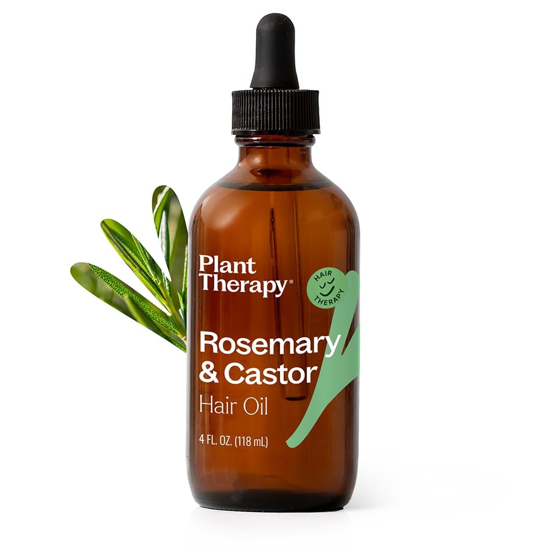 PLANT THERAPY ACEITE DE ROMERO Y RICINO - TRATAMIENTO CAPILAR DE 4 ONZAS PARA EL CRECIMIENTO, BRILLO, SUAVIDAD, CUERO - 1