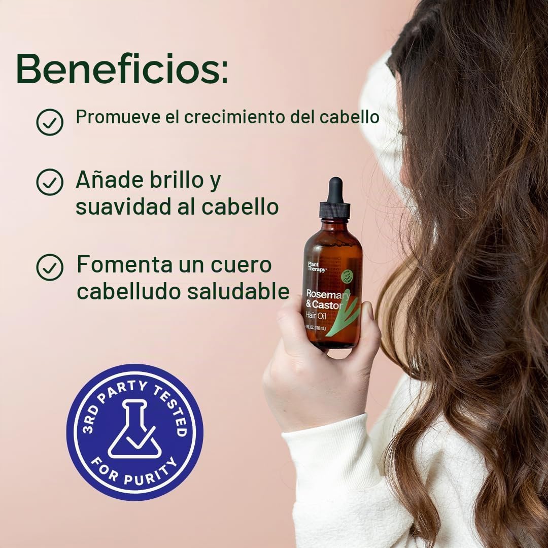PLANT THERAPY ACEITE DE ROMERO Y RICINO - TRATAMIENTO CAPILAR DE 4 ONZAS PARA EL CRECIMIENTO, BRILLO, SUAVIDAD, CUERO - 2