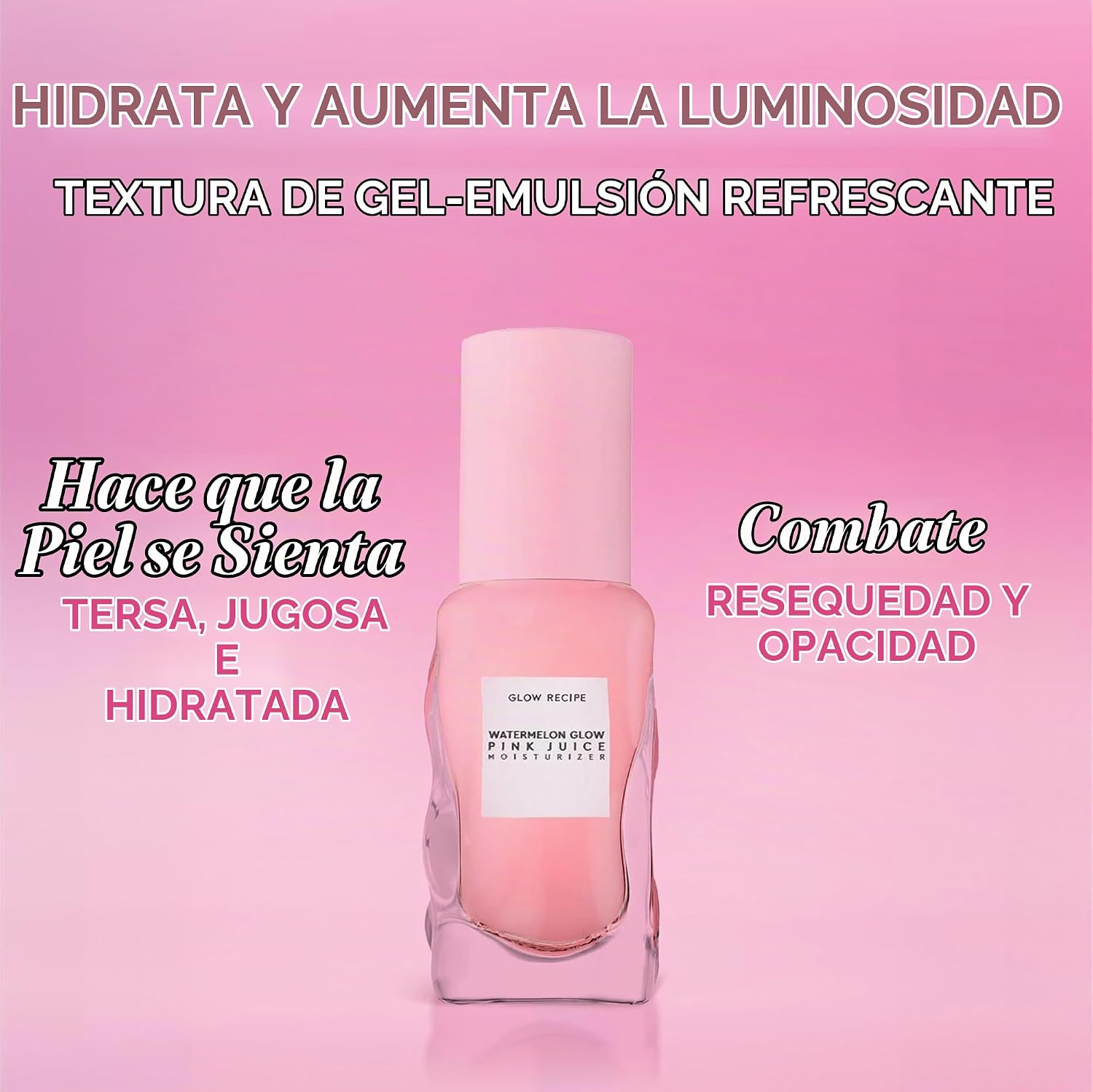 BRILLO GLOW RECIPE PINK JUICE - GEL HIDRATANTE FACIAL DE AGUA PARA MUJERES, HOMBRES Y ADOLESCENTES, TAMAÑO DE VIAJE, ÁCIDO - 3