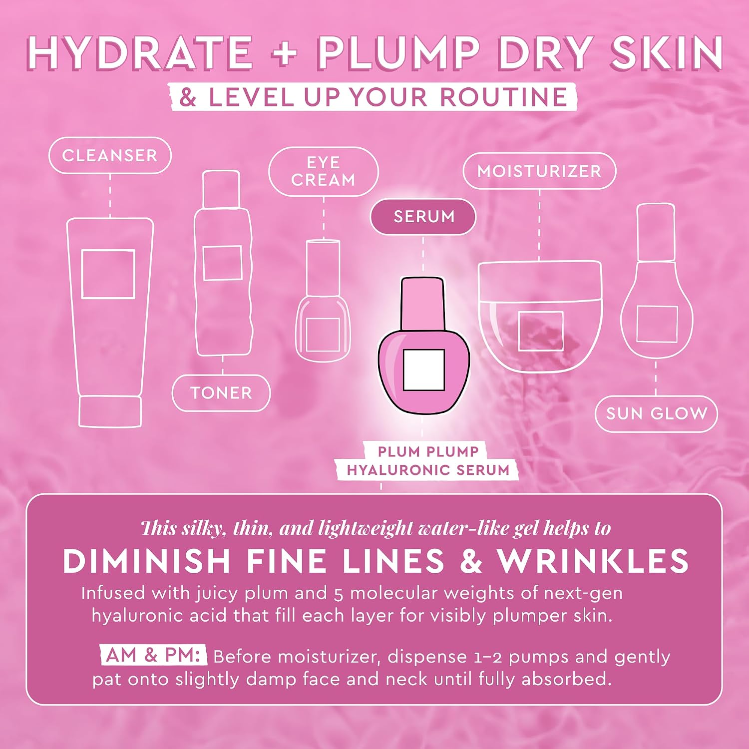 BRILLO GLOW RECIPE SUERO COREANO DE CUIDADO DE LA PIEL DE ÁCIDO HIALURÓNICO PLUM PLUMPING Y HIDRATANTE - SUERO FACIAL - 4