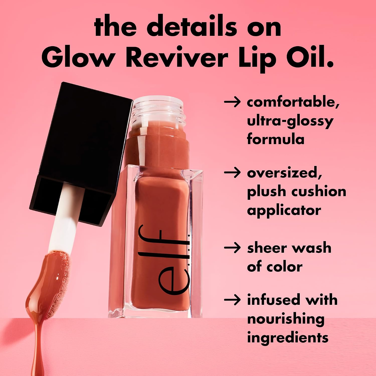 E.L.F. BRILLO GLOW REVIVER ACEITE LABIAL, ACEITE LABIAL TEÑIDO NUTRITIVO PARA UN ACABADO DE ALTO BRILLO, INFUNDIDO - 5