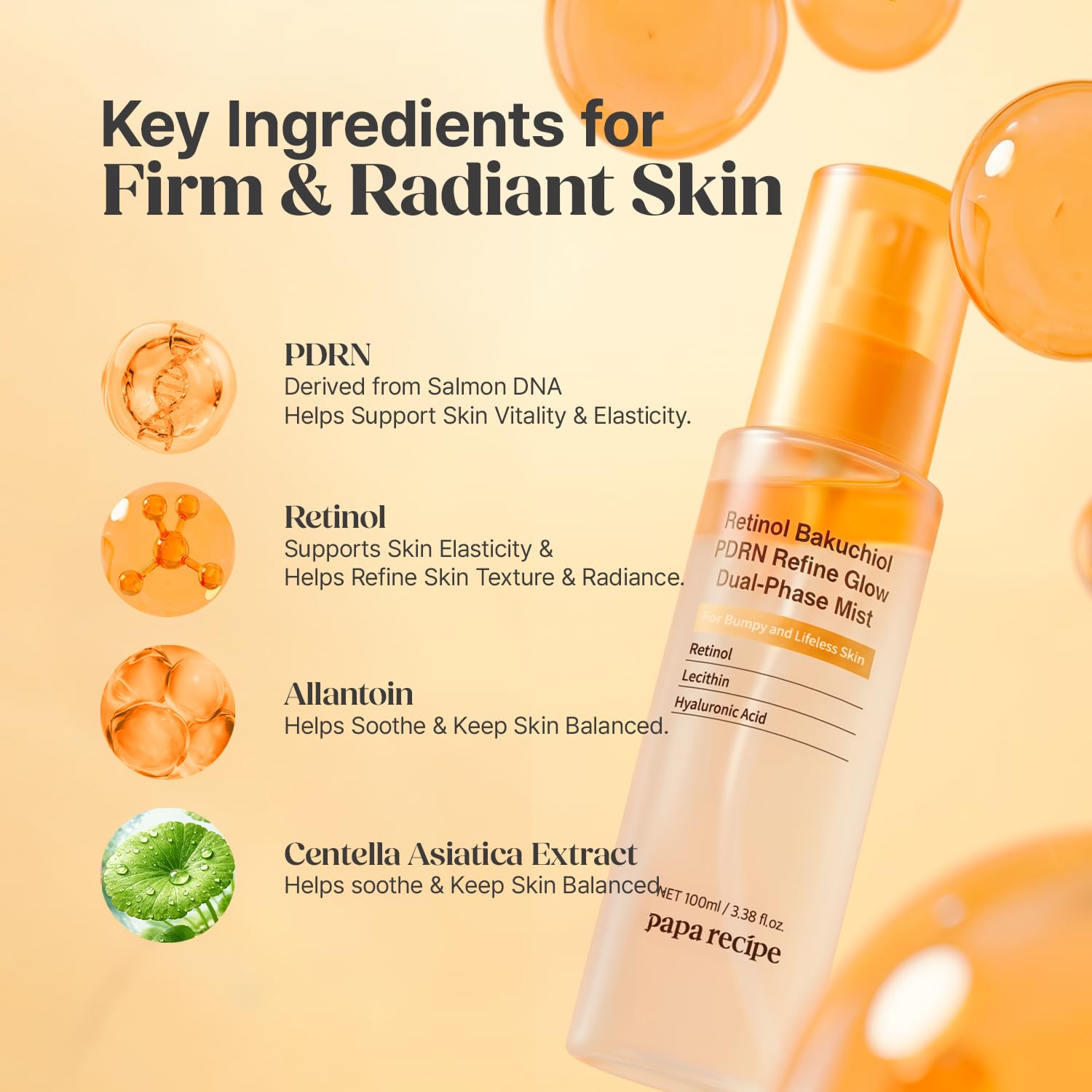 PAPA RECIPE DAILY SÉRUM FACIAL CONCENTRADO SPRAY PDRN X RETINOL BRILLO INSTANTÁNEO Y CUIDADO DE REFINACIÓN DE TEXTURA, - 3