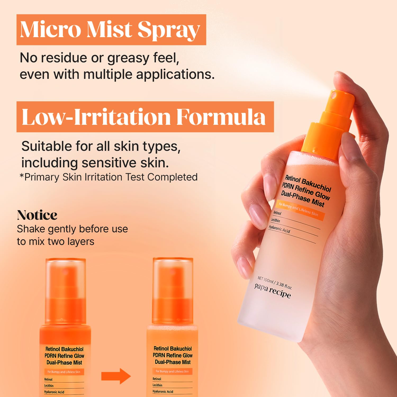PAPA RECIPE DAILY SÉRUM FACIAL CONCENTRADO SPRAY PDRN X RETINOL BRILLO INSTANTÁNEO Y CUIDADO DE REFINACIÓN DE TEXTURA, - 6