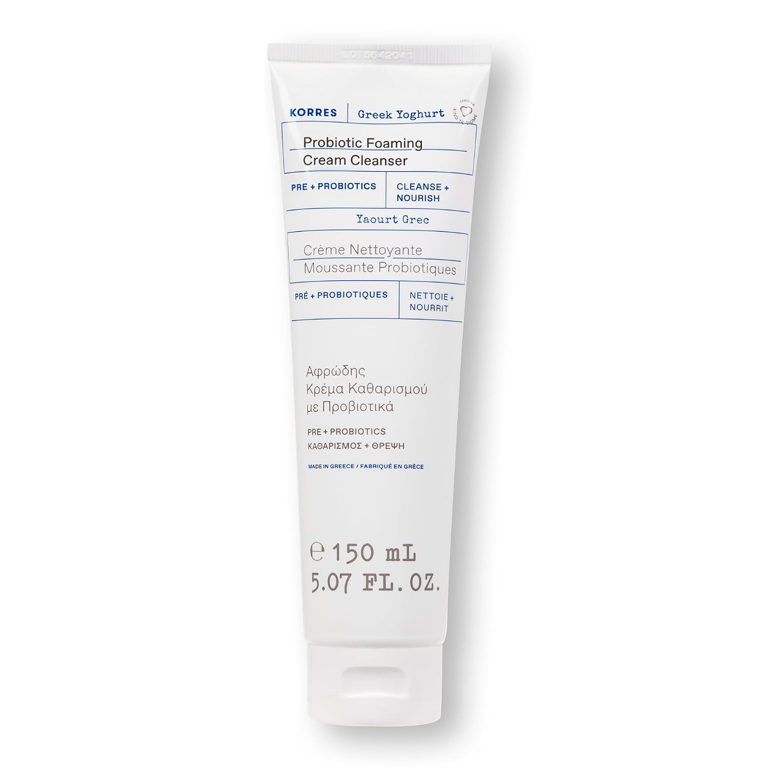 KORRES LIMPIADOR EN CREMA ESPUMOSA DE YOGUR GRIEGO, HIDRATANTE, LIMPIEZA PROFUNDA PARA EL CUIDADO DE LA PIEL, REMOVEDOR - 1