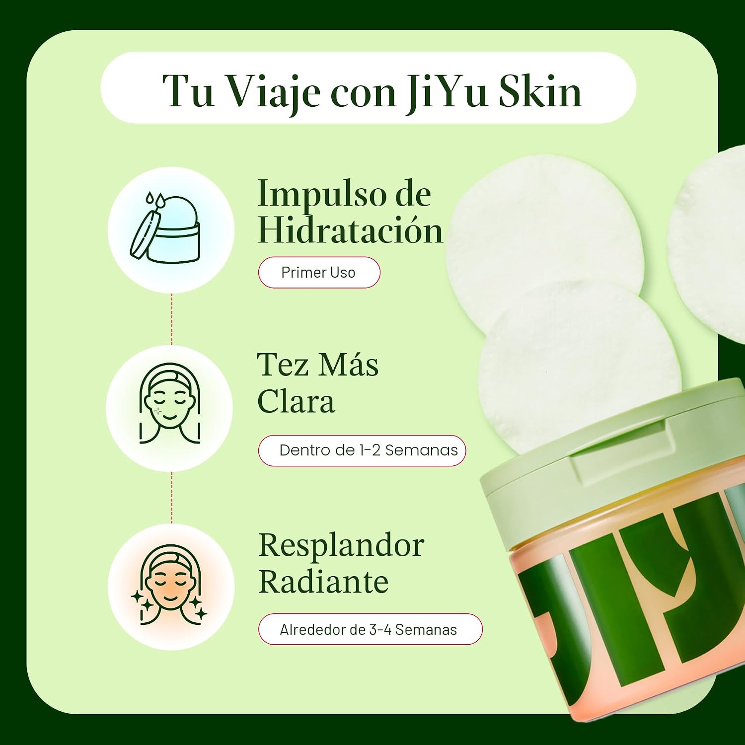 JIYU ALMOHADILLAS PULIDOR TONIFICANTE - CUIDADO DE LA PIEL COREANO PARA MANCHAS OSCURAS, ARRUGAS Y PIEL OPACA - TRATAMIENTO - 4