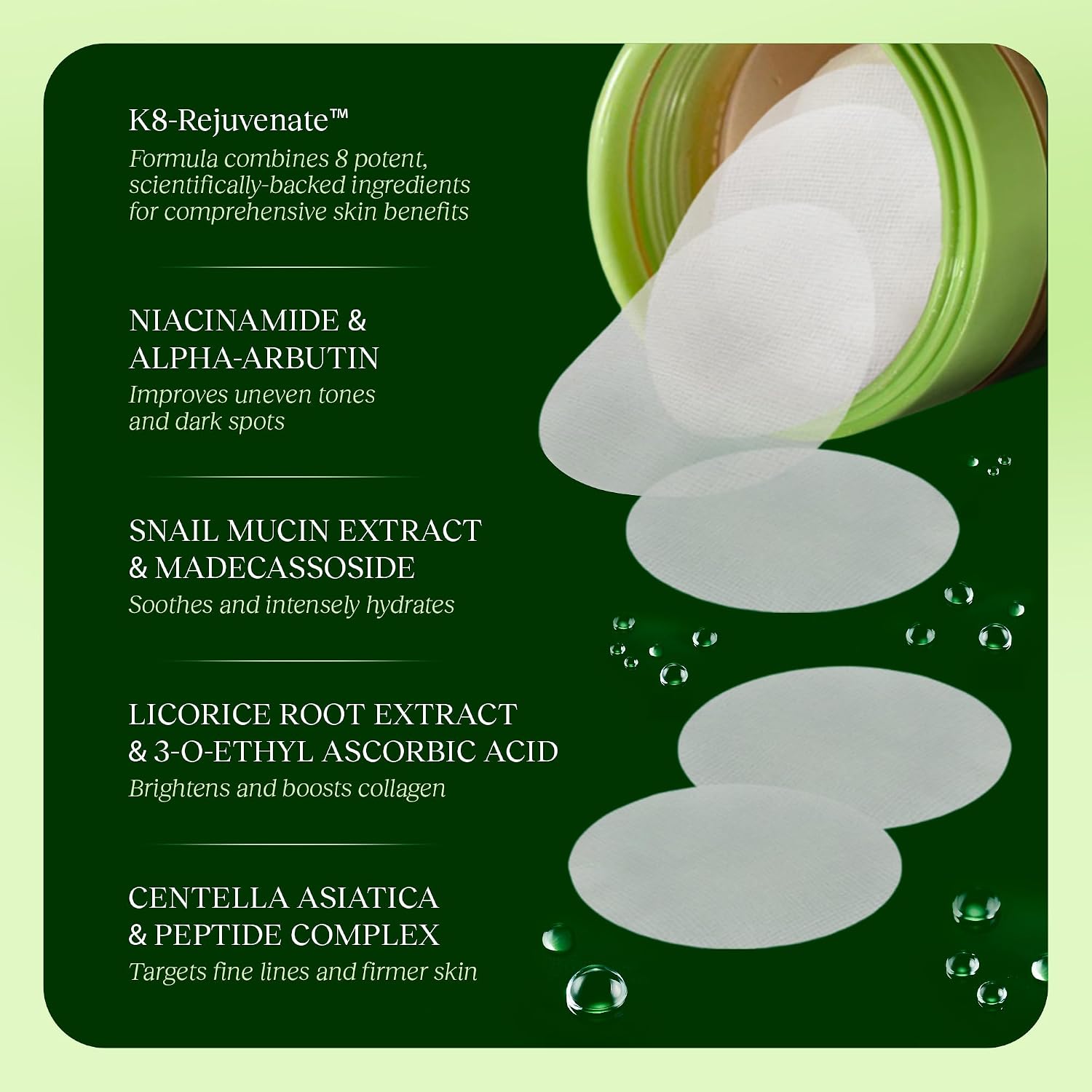 JIYU ALMOHADILLAS PULIDOR TONIFICANTE - CUIDADO DE LA PIEL COREANO PARA MANCHAS OSCURAS, ARRUGAS Y PIEL OPACA - TRATAMIENTO - 5