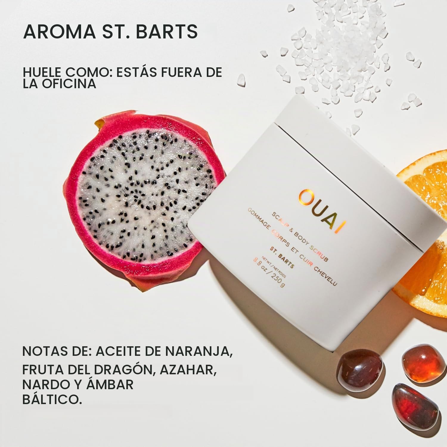 OUAI ST. BARTS - EXFOLIANTE CORPORAL CON MEZCLA DE AZÚCAR Y ACEITE DE COCO PARA PIEL SUAVE E HIDRATADA, EXFOLIANTE SUAVE - 6