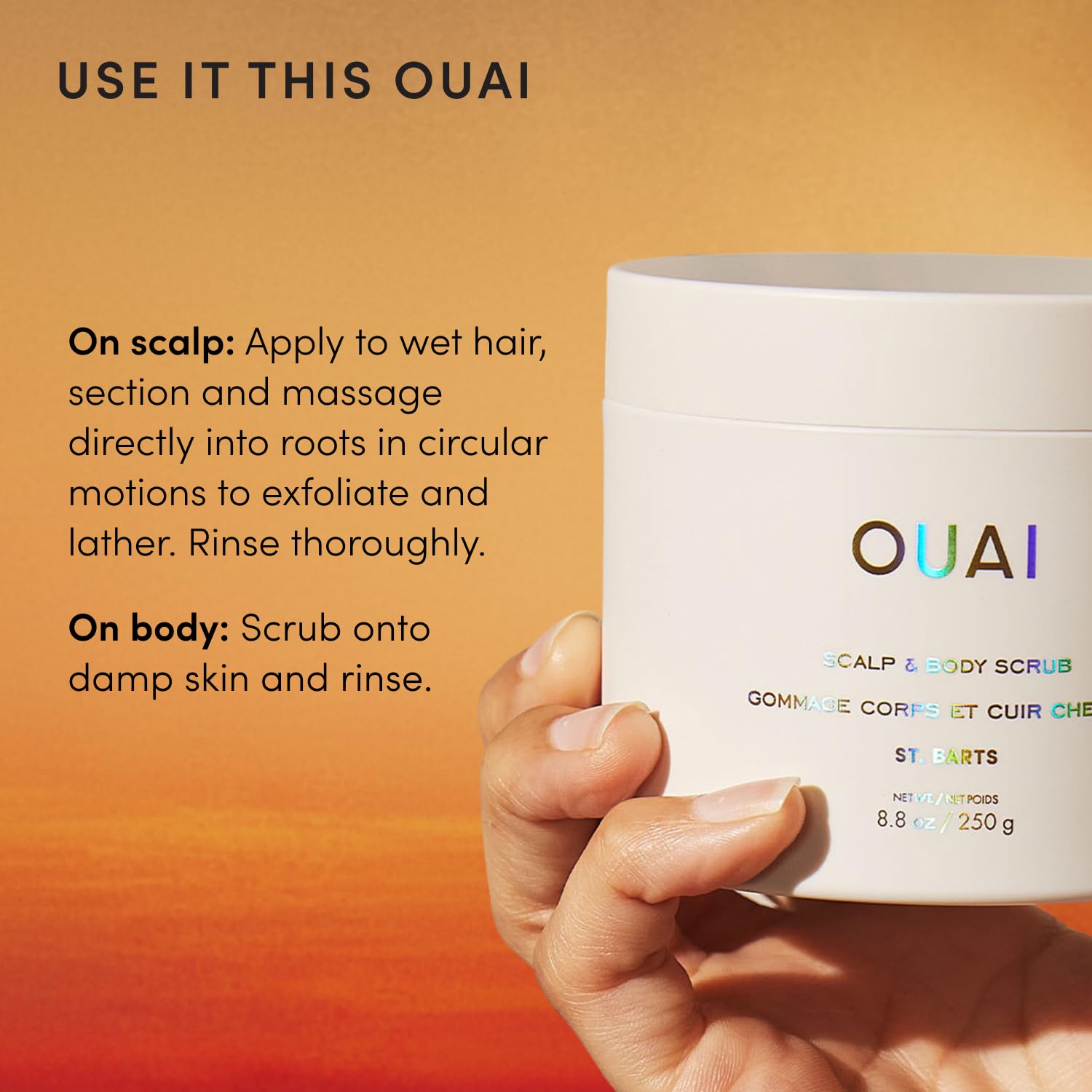 OUAI ST. BARTS - EXFOLIANTE CORPORAL CON MEZCLA DE AZÚCAR Y ACEITE DE COCO PARA PIEL SUAVE E HIDRATADA, EXFOLIANTE SUAVE - 7