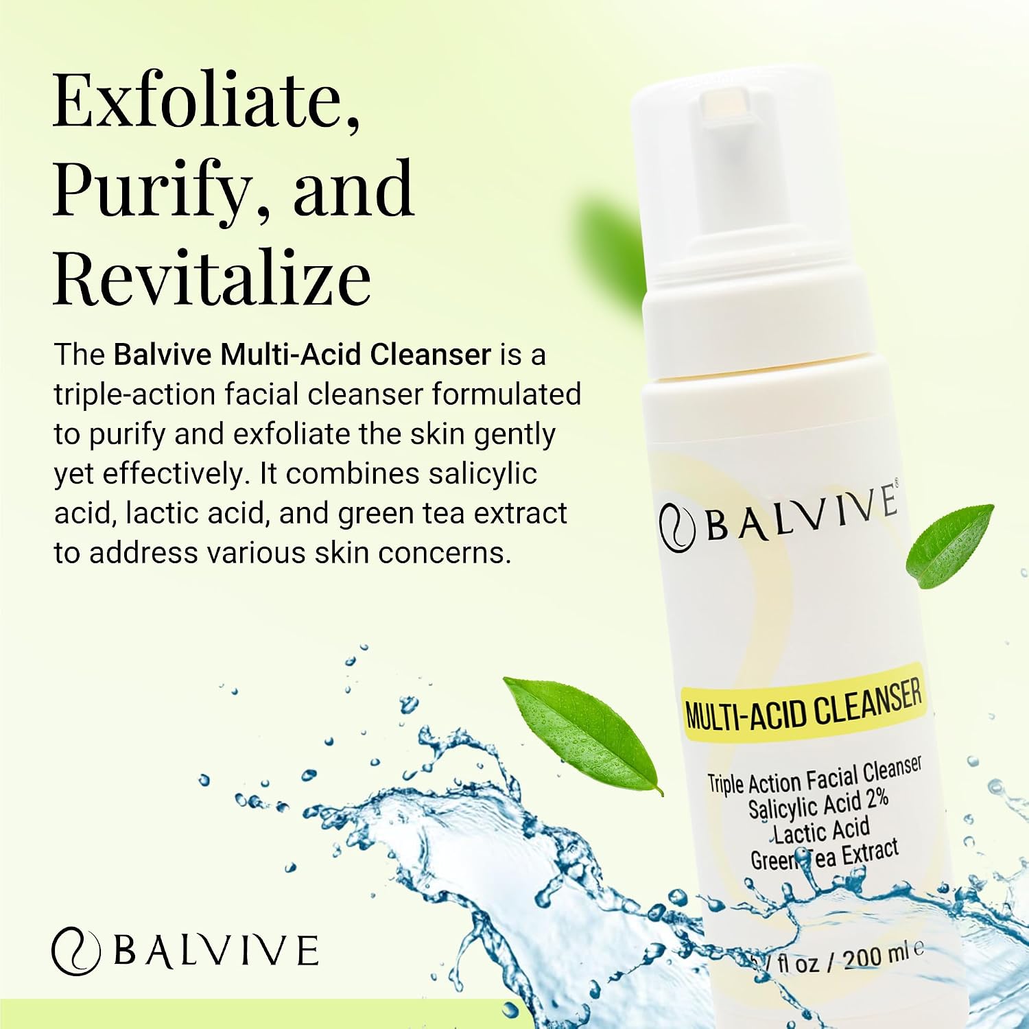 LIMPIADOR FACIAL ESPUMOSO CON ÁCIDO SALICÍLICO, ÁCIDO GLICÓLICO, ÁCIDO LÁCTICO Y EXTRACTO DE TÉ VERDE, LAVADO FACIAL - 2