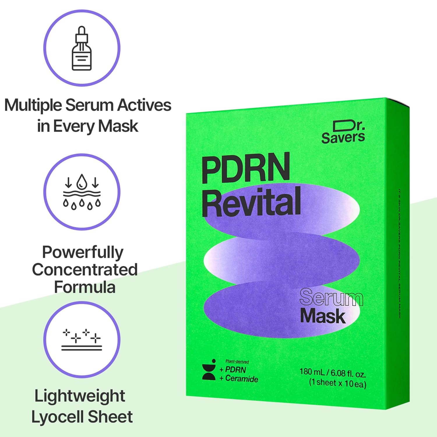DR. SAVERS PDRN REVITAL MASCARILLA DE SUERO FACIAL, 0.60 ONZAS LÍQUIDAS, BARRERA REJUVENECEDORA DE LA PIEL Y CUIDADO - 5