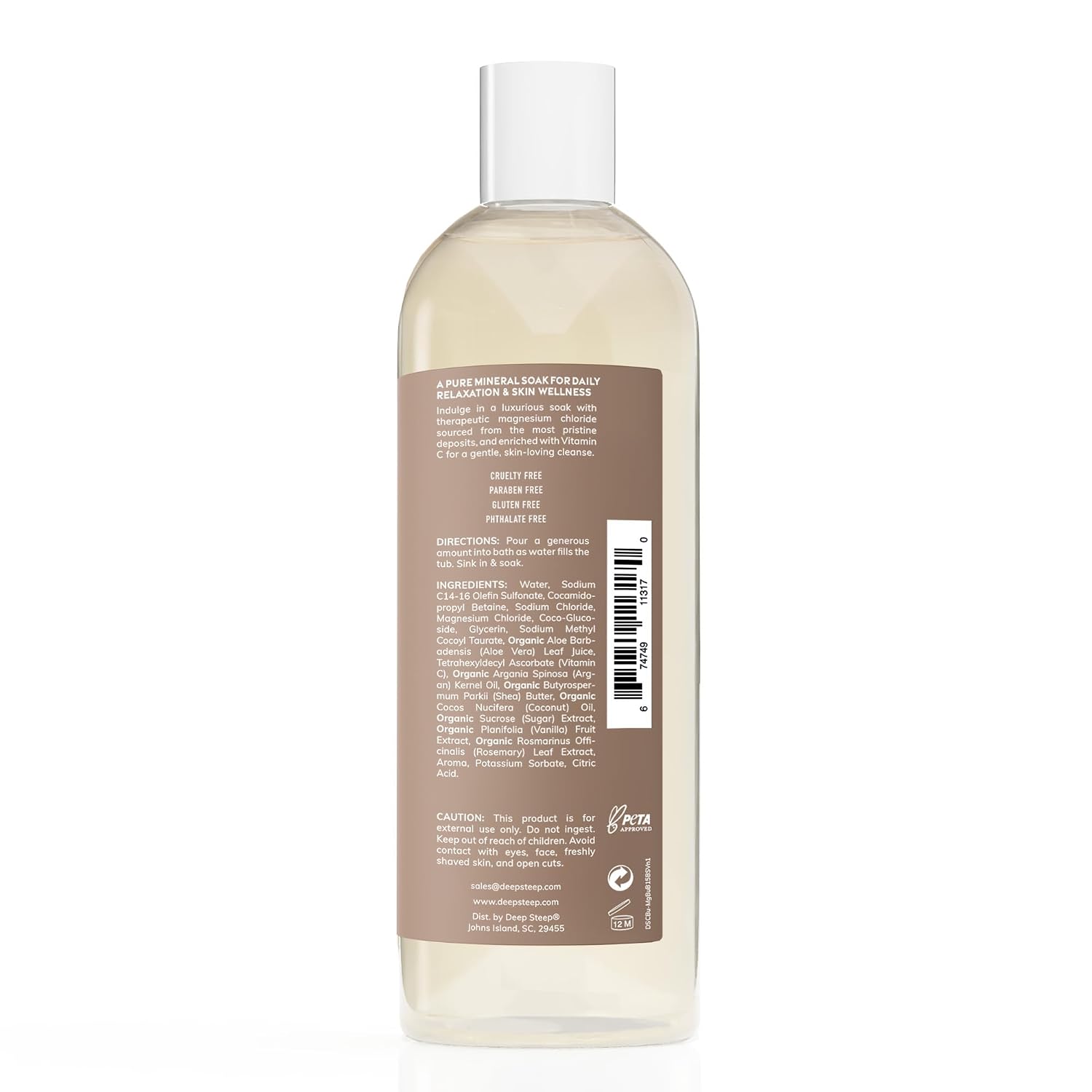 DEEP STEEP BAÑO DE BURBUJAS DE MAGNESIO, 15.6 ONZAS, REMOJO ESPUMOSO CON MAGNESIO, ACEITE DE COCO, ALOE, VITAMINA C, MANTECA - 2