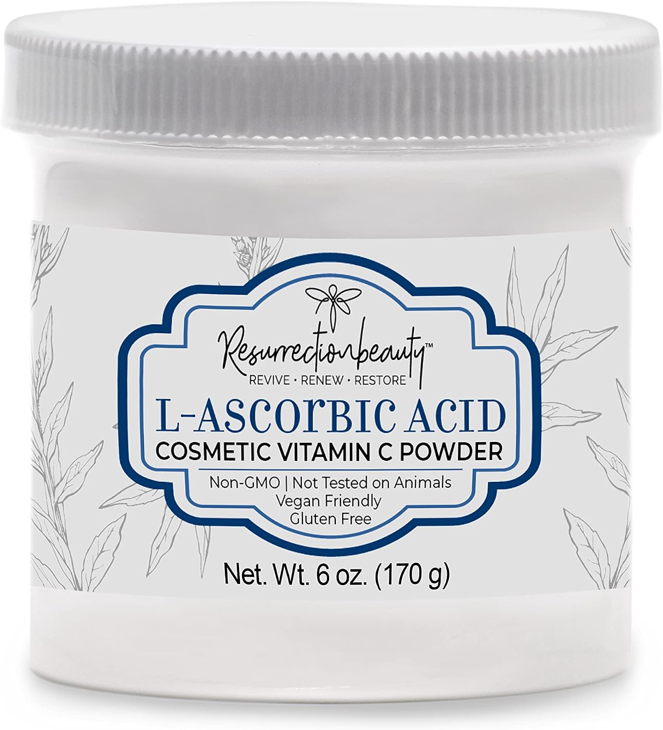 ÁCIDO L-ASCÓRBICO EN POLVO, VITAMINA C, 6 ONZAS. TARRO. PARA USO EN SUEROS Y FORMULACIONES DE COSMÉTICOS. - 1