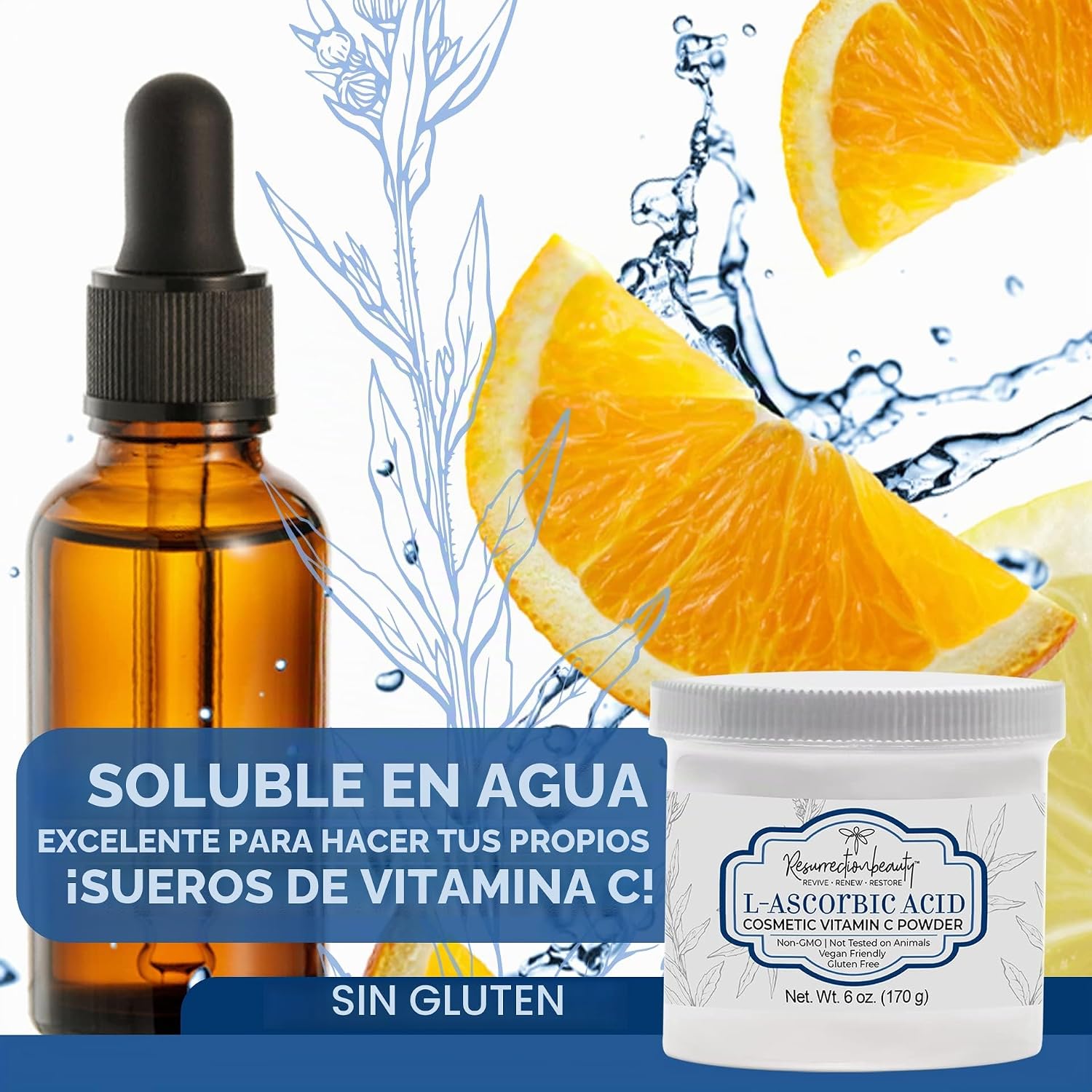 ÁCIDO L-ASCÓRBICO EN POLVO, VITAMINA C, 6 ONZAS. TARRO. PARA USO EN SUEROS Y FORMULACIONES DE COSMÉTICOS. - 3