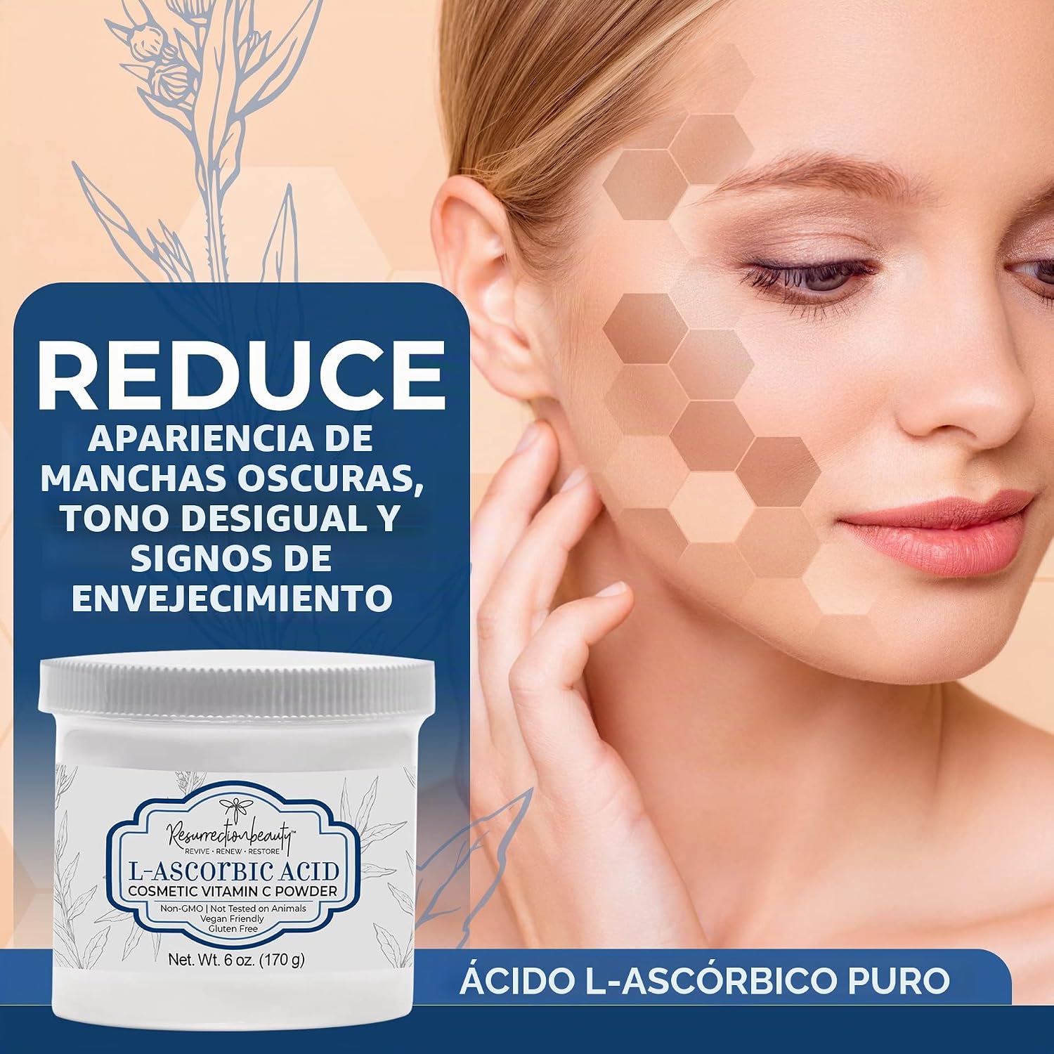 ÁCIDO L-ASCÓRBICO EN POLVO, VITAMINA C, 6 ONZAS. TARRO. PARA USO EN SUEROS Y FORMULACIONES DE COSMÉTICOS. - 4