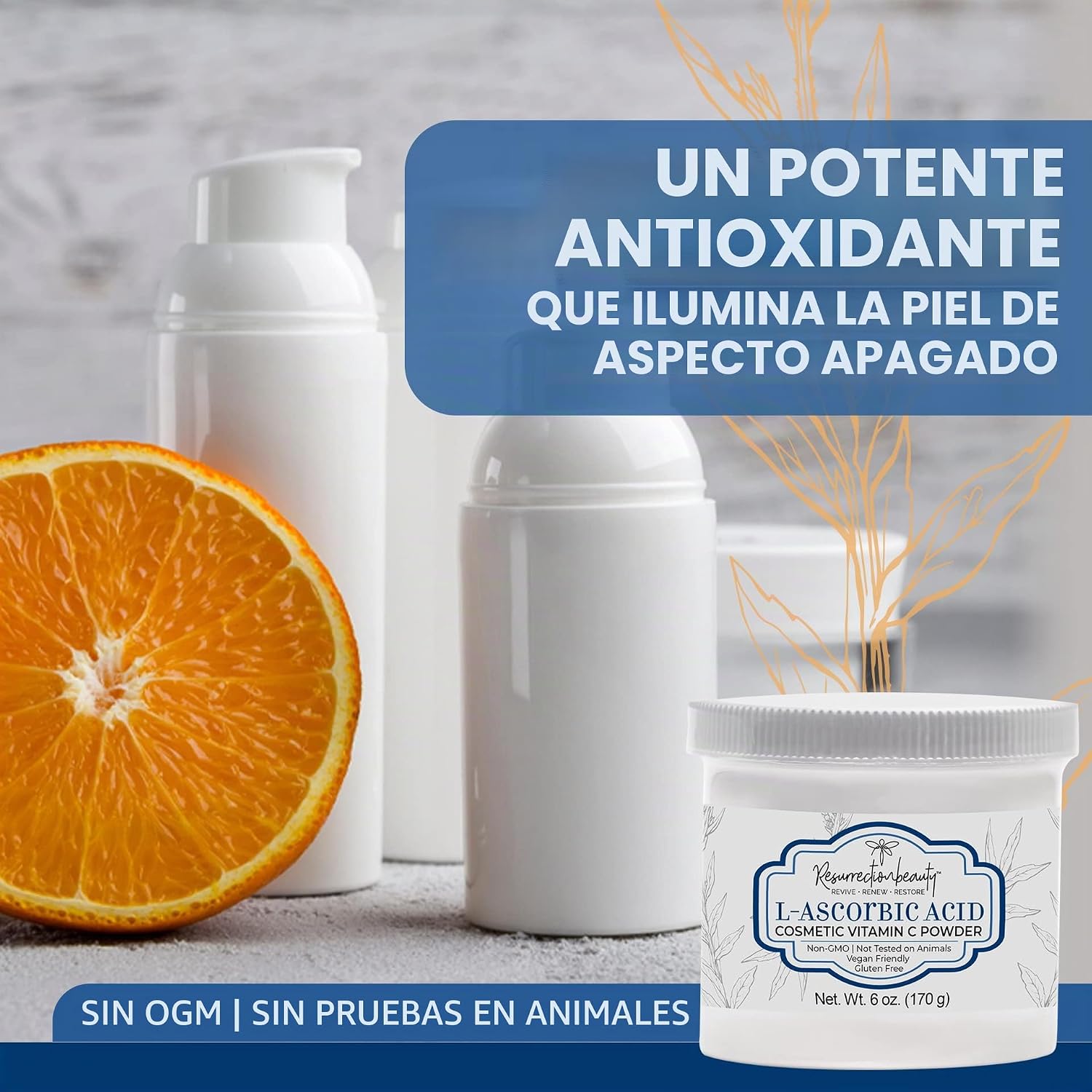 ÁCIDO L-ASCÓRBICO EN POLVO, VITAMINA C, 6 ONZAS. TARRO. PARA USO EN SUEROS Y FORMULACIONES DE COSMÉTICOS. - 5