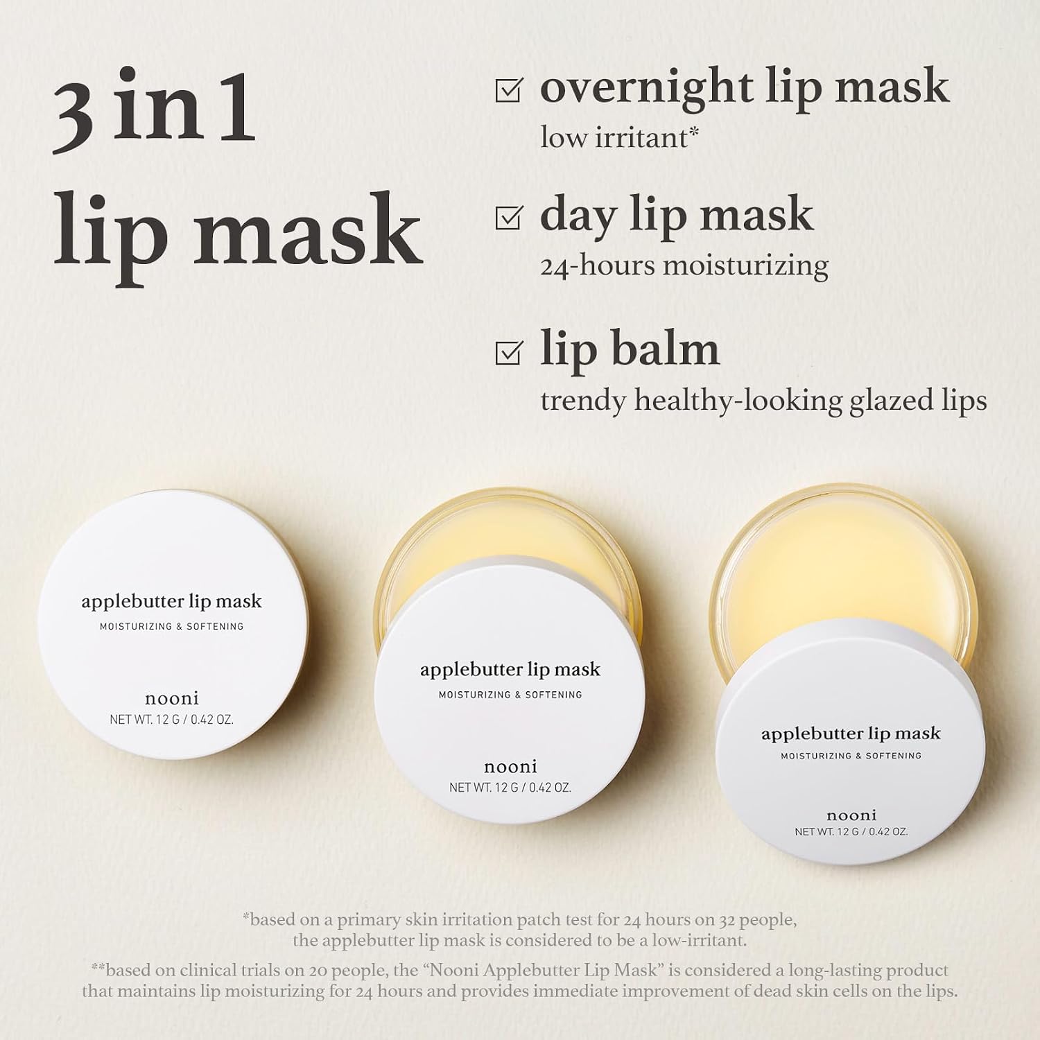 NOONI MASCARILLA VEGANA DE MANTEQUILLA DE MANZANA PARA LABIOS NOCTURNA BÁLSAMO LABIAL HIDRATANTE Y MANTEQUILLA CON MANTECA - 2