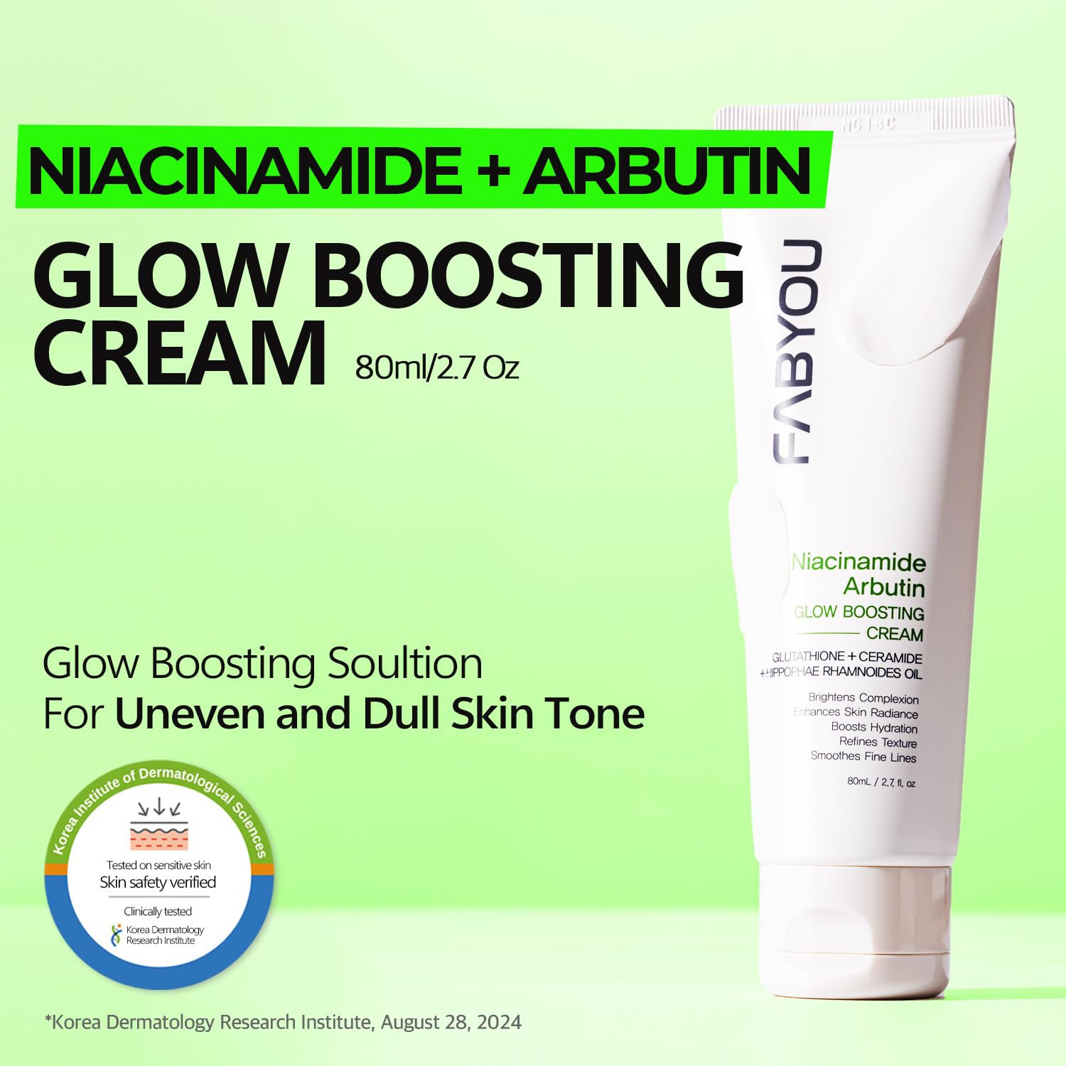 NIACINAMIDE ARBUTIN BRILLO GLOW BOOSTING CREMA 2.71 FL OZ CUIDADO DE LA PIEL COREANO PARA UNA HIDRATACIÓN DURADERA Y UN TONO - 2