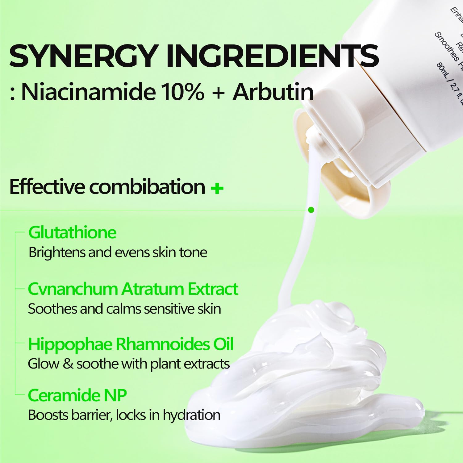 NIACINAMIDE ARBUTIN BRILLO GLOW BOOSTING CREMA 2.71 FL OZ CUIDADO DE LA PIEL COREANO PARA UNA HIDRATACIÓN DURADERA Y UN TONO - 4