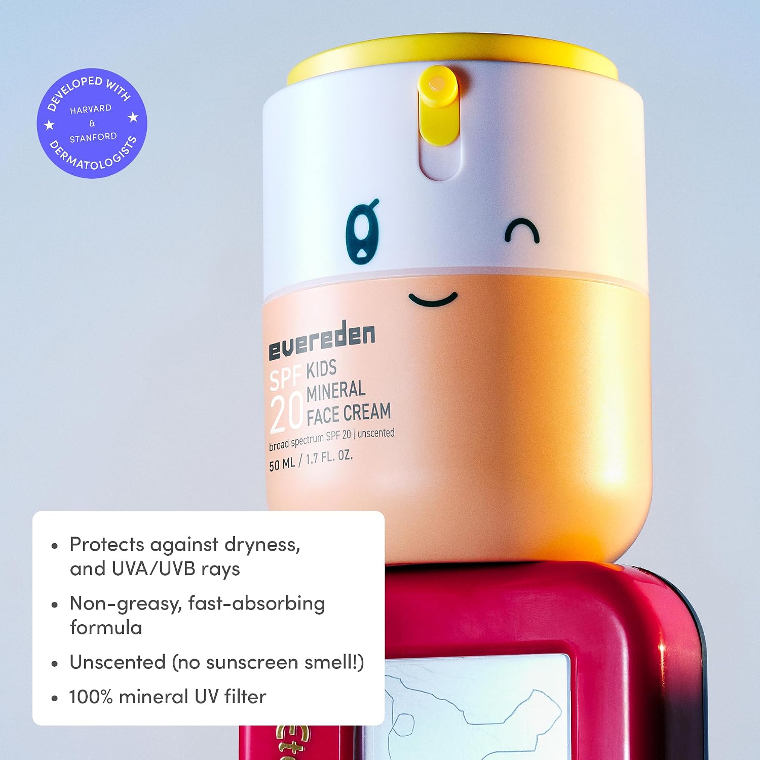 EVEREDEN KIDS MINERAL FACE CREMA SPF 20, DERMATOLÓGICAMENTE PROBADA, ÓXIDO DE ZINC - 2