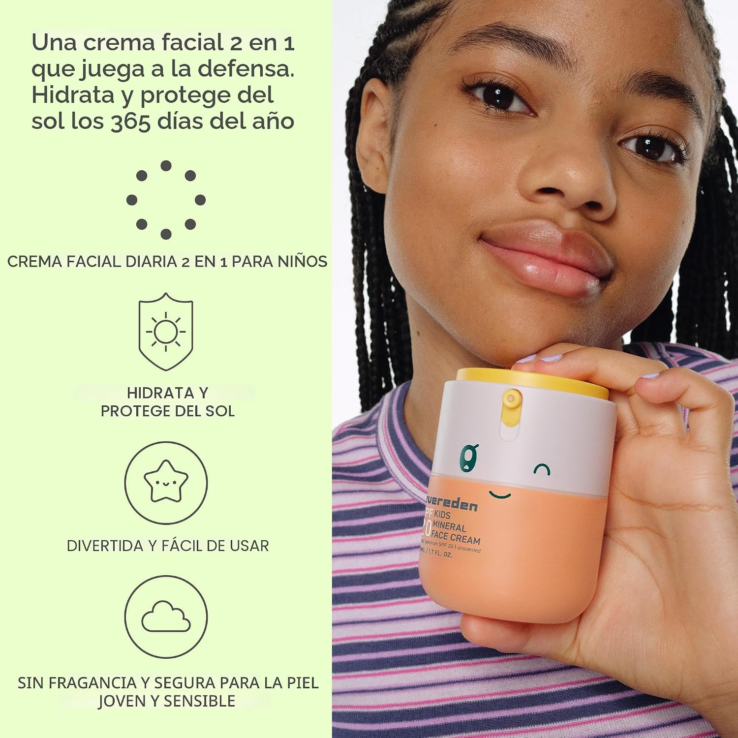 EVEREDEN KIDS MINERAL FACE CREMA SPF 20, DERMATOLÓGICAMENTE PROBADA, ÓXIDO DE ZINC - 6