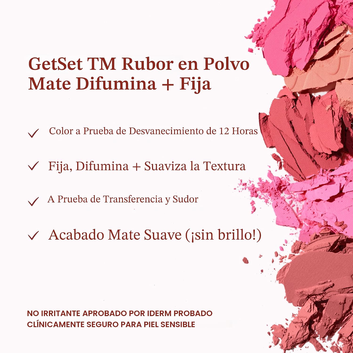 RUBOR EN POLVO MATE GETSET - SAMO SPRITZER, FIJADOR RUBOR MALVA ROSADO BORROSO - 5