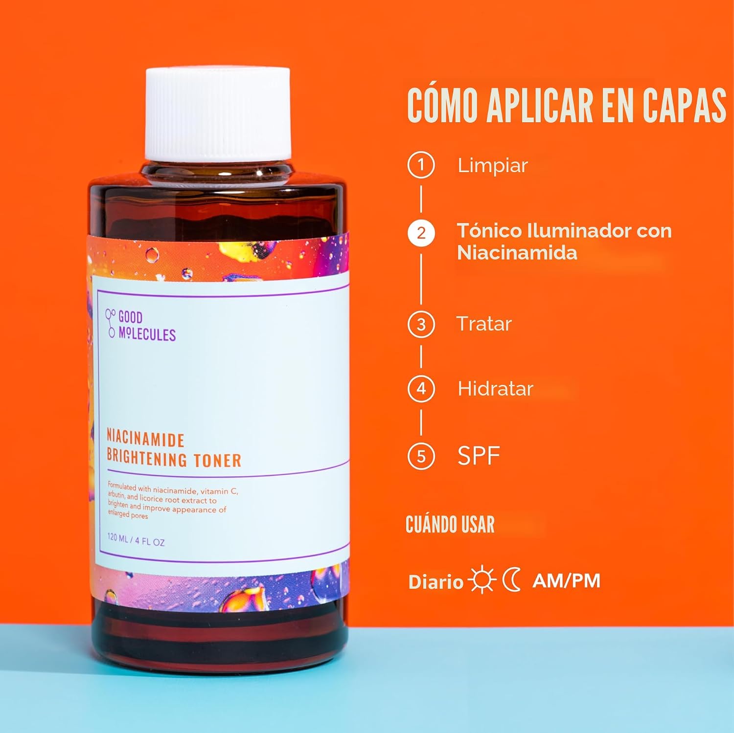 GOOD MOLECULES - TÓNICO ILUMINADOR DE NIACINAMIDA CON ARBUTINA, 4 ONZAS LÍQUIDAS - 7