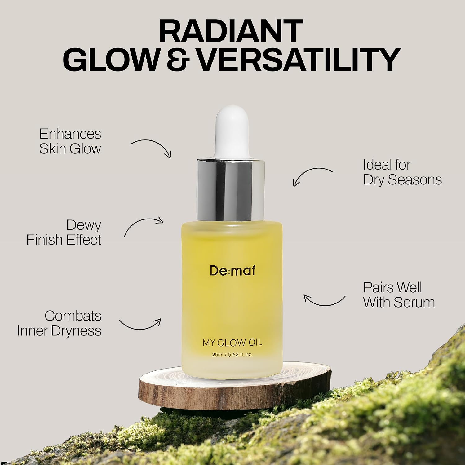 DE:MAF MY BRILLO GLOW ACEITE NUTRIENTE, ACEITE FACIAL DE JOJOBA PARA PIELES GRASAS SENSIBLES, 1.0 FL OZ - 3