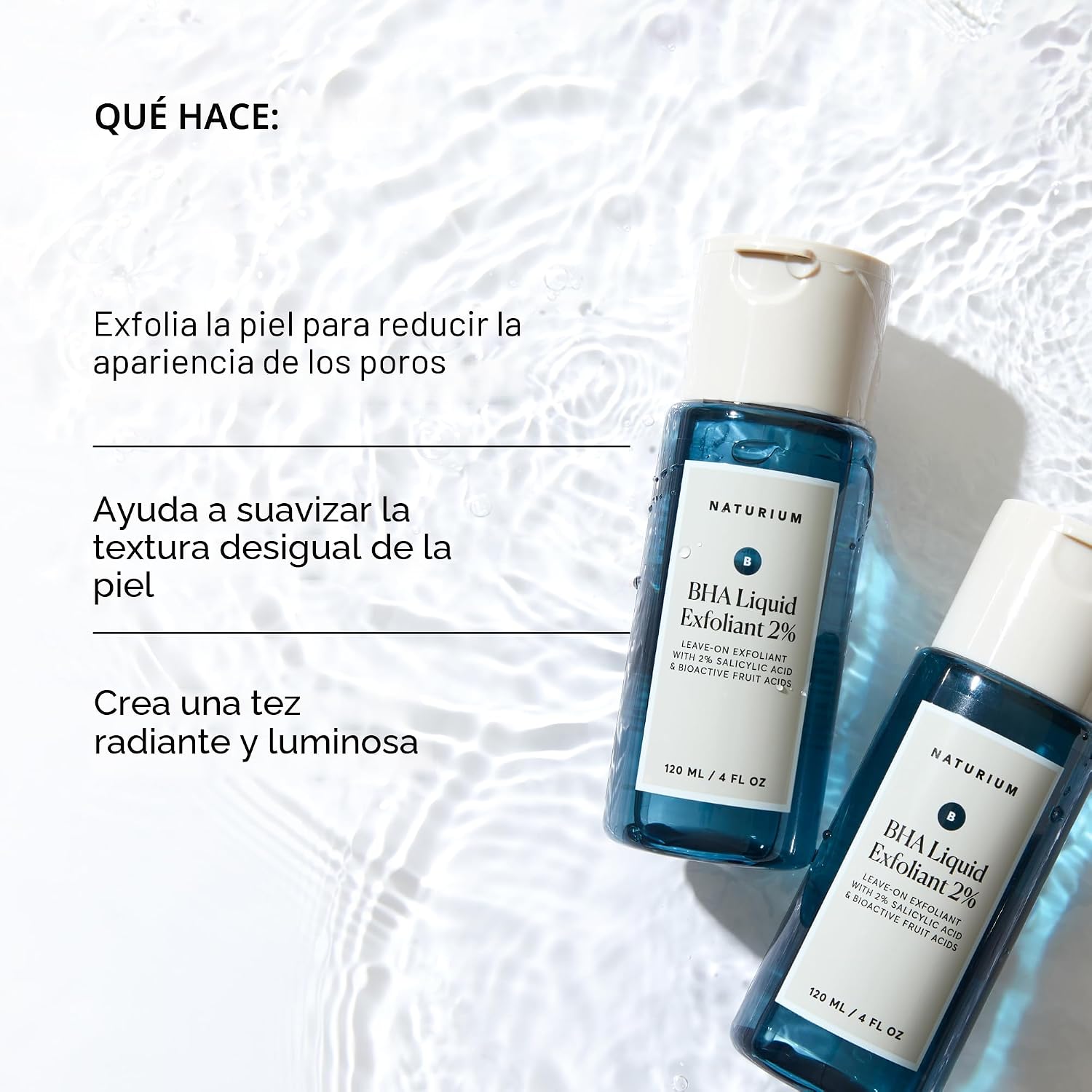 NATURIUM BHA EXFOLIANTE LÍQUIDO 2%, TRATAMIENTO EXFOLIANTE DE POROS LEAVE-ON PARA ROSTRO Y CUIDADO DE LA PIEL, CON ÁCIDO - 4