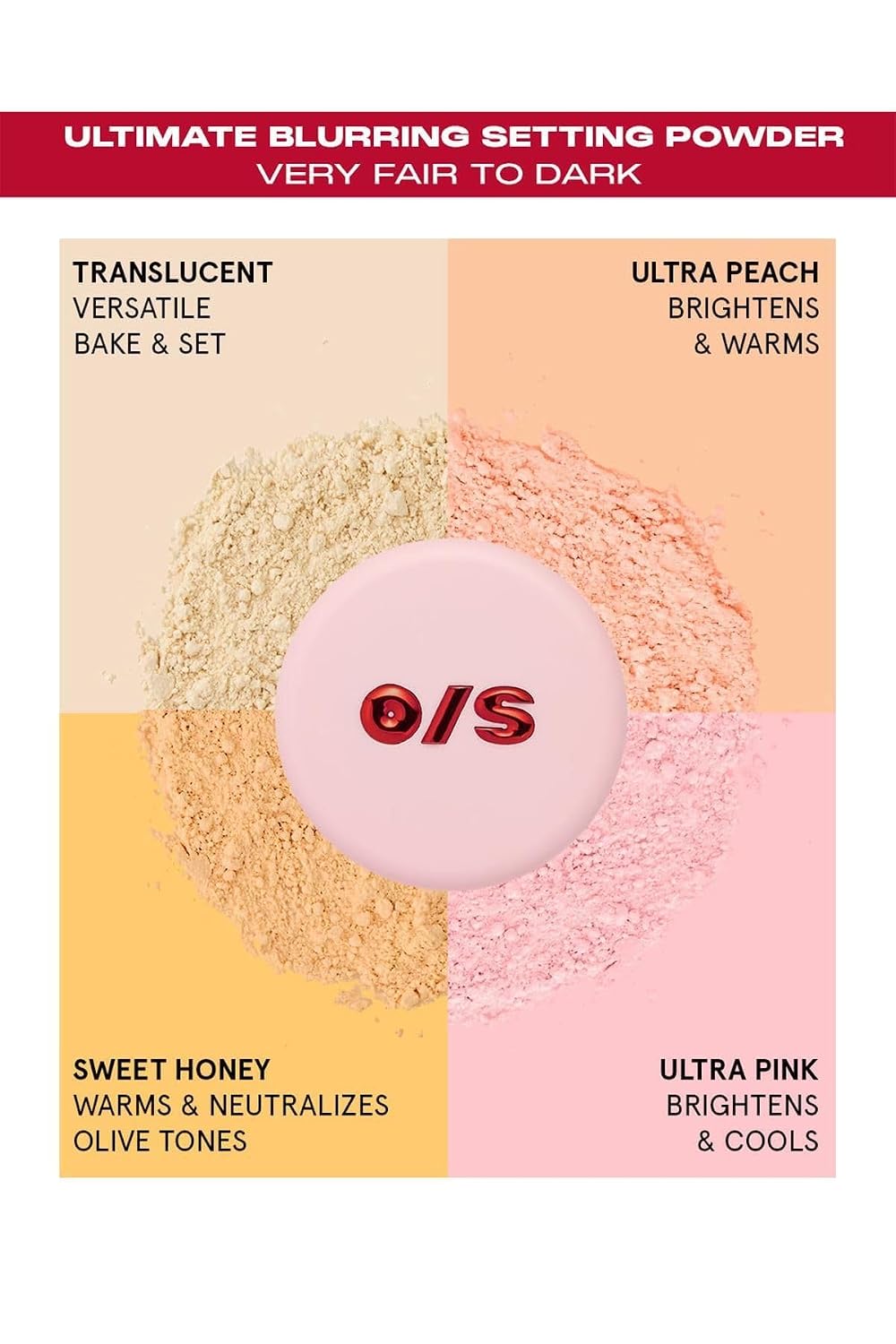 ONE SIZE POLVO FIJADOR DIFUMINADOR DEFINITIVO DE TAMAÑO COMPLETO - ULTRA ROSA - PARA TONOS DE PIEL CLAROS A MEDIANOS - 3