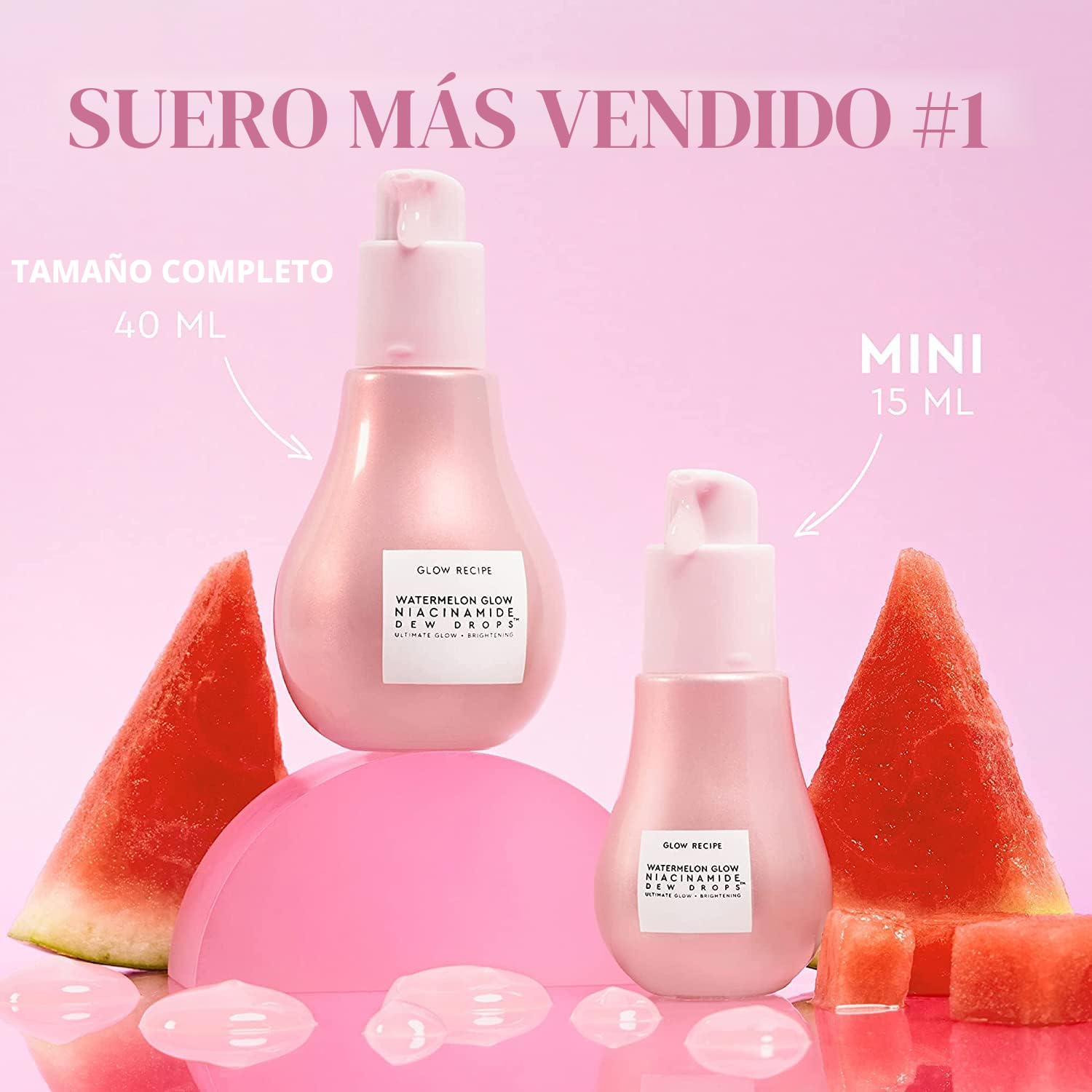 BRILLO GLOW RECIPE GOTAS DE ROCÍO DE NIACINAMIDA DE SANDÍA, TAMAÑO DE VIAJE - SUERO FACIAL HIDRATANTE ILUMINADOR - 7