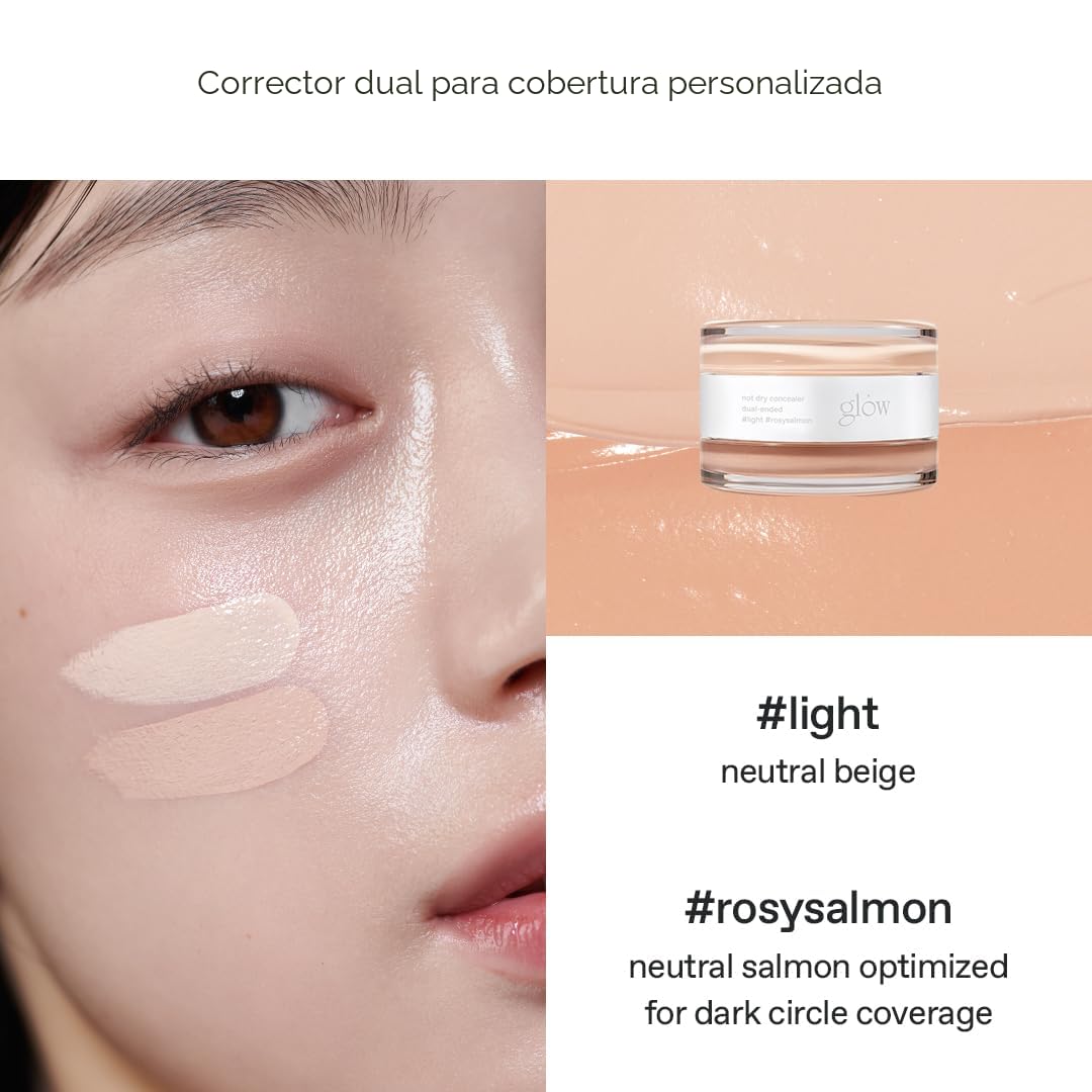 BRILLO GLOW CORRECTOR NO SECO LIGHT ROSYSALMON, CORRECTOR DEBAJO DE LOS OJOS, MAQUILLAJE COREANO 0.4 OZ - 5