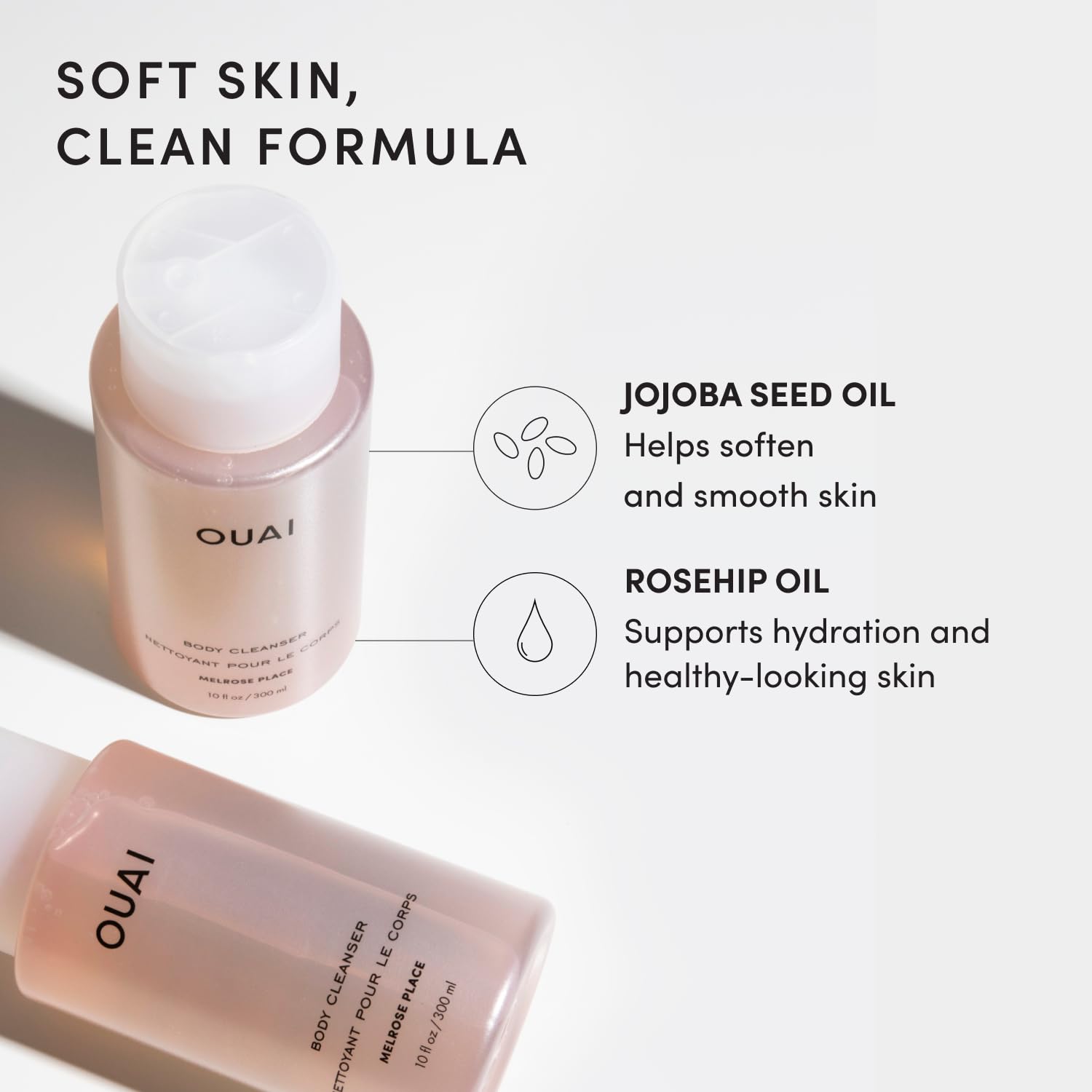 OUAI MELROSE PLACE - GEL DE BAÑO ESPUMOSO CON ACEITE DE JOJOBA Y ACEITE DE ROSA MOSQUETA PARA HIDRATAR, NUTRIR, EQUILIBRAR - 5