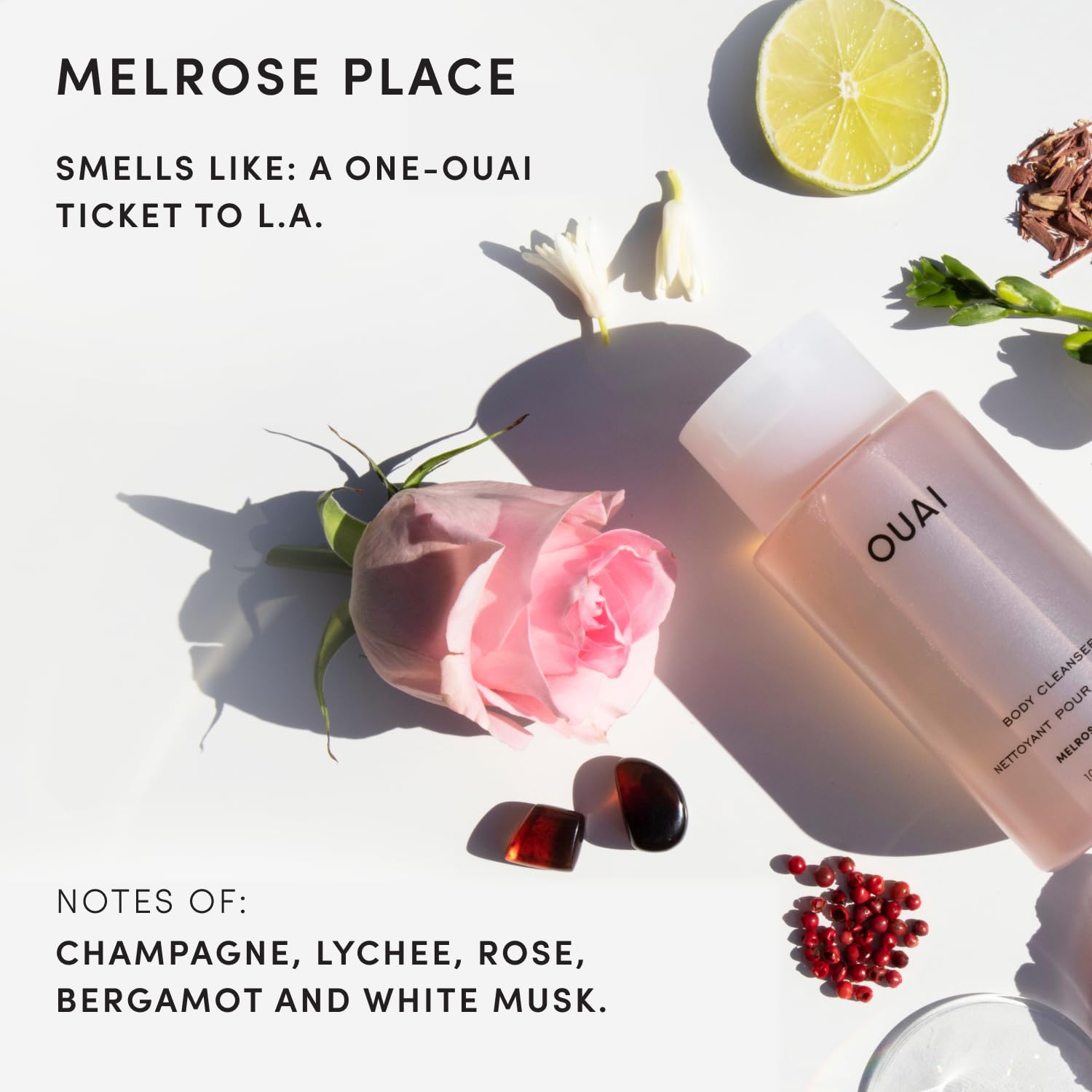 OUAI MELROSE PLACE - GEL DE BAÑO ESPUMOSO CON ACEITE DE JOJOBA Y ACEITE DE ROSA MOSQUETA PARA HIDRATAR, NUTRIR, EQUILIBRAR - 6