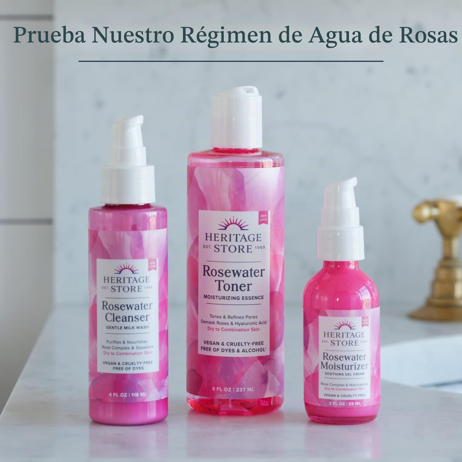 HERITAGE STORE AGUA DE ROSAS, REFRESCANTE CHAPOTEO FACIAL PARA PIEL BRILLANTE, CON ROSA DE DAMASCO, TODO TIPO DE PIEL, AGUA - 5